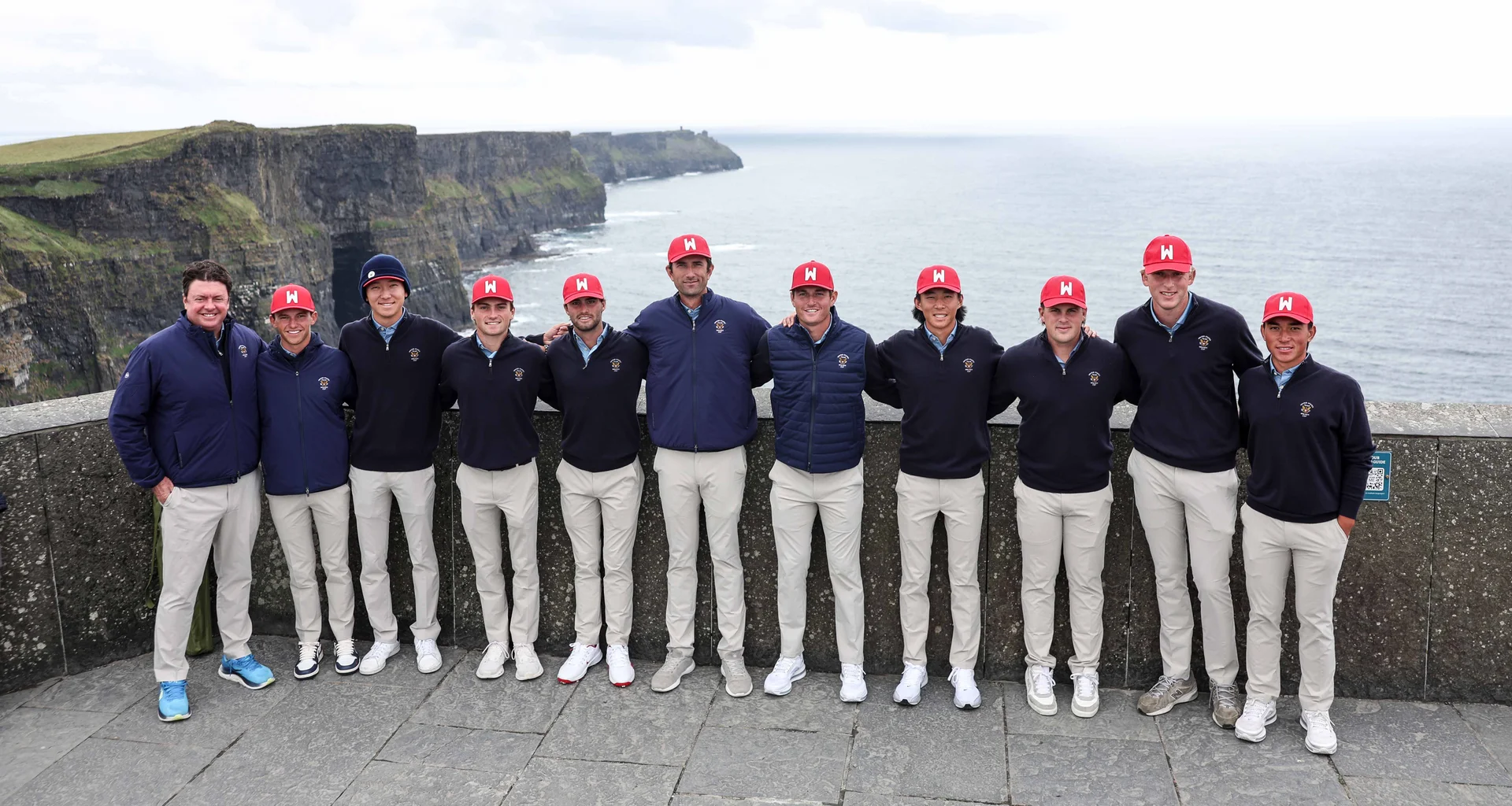 The USA team for the 2026 Walker Cup at The Cliffs of Moher, Ireland.