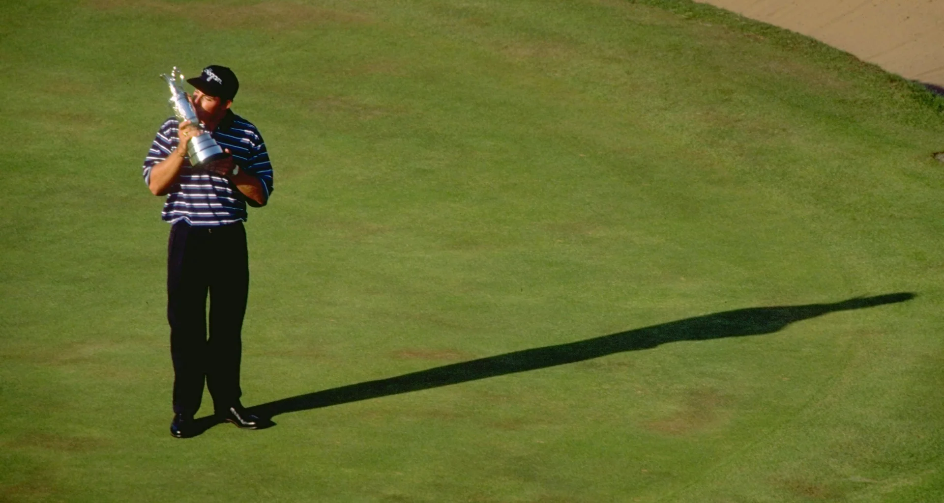 Justin Leonard celebrates with the Claret Jug after winning The Open at Royal Troon.