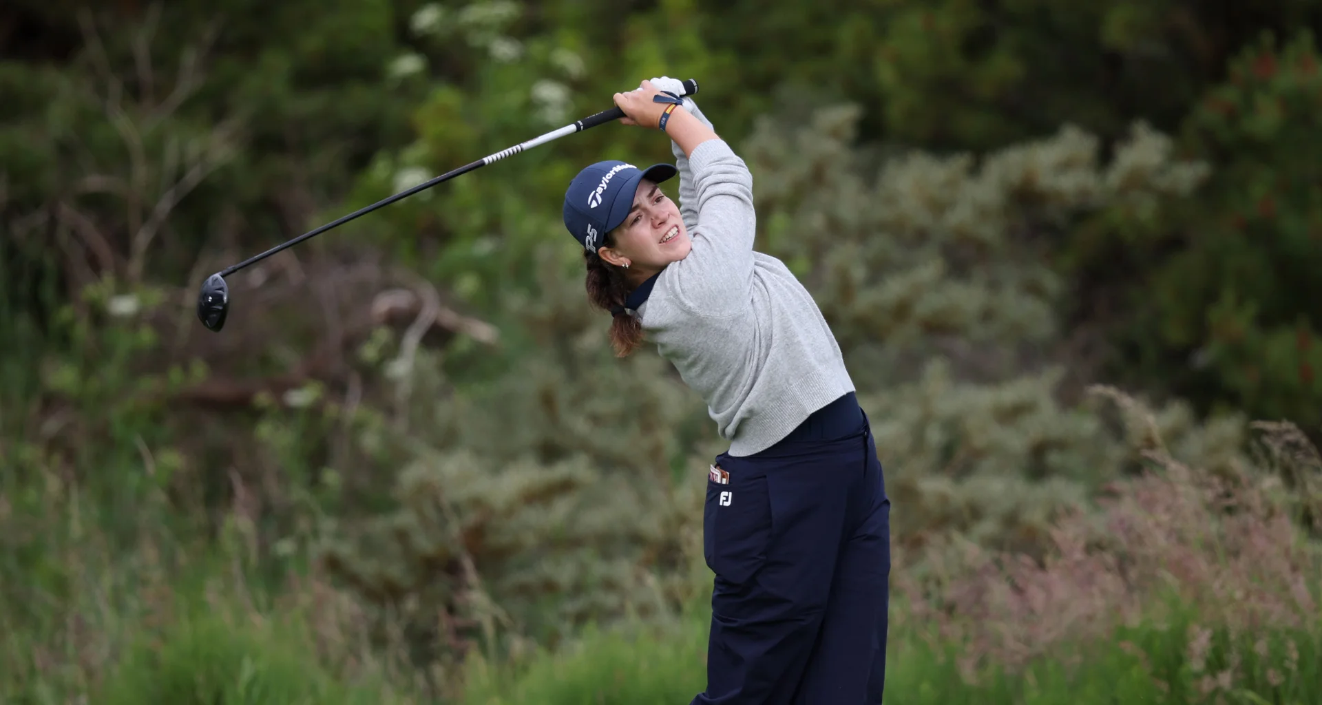 Paula Martin Sampedro of Spain tees off during Day one of the 2026 Women's Amateur Championship at Muirfield.