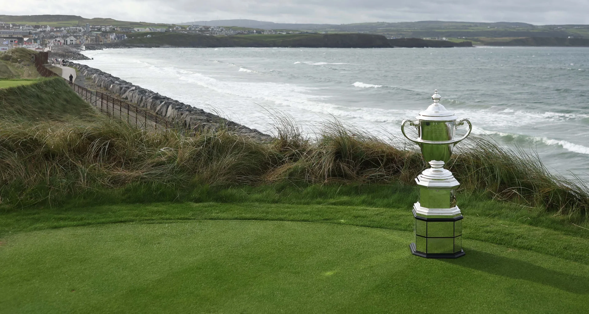 The Walker Cup on display at Lahinch ahead of the 2026 Walker Cup.
