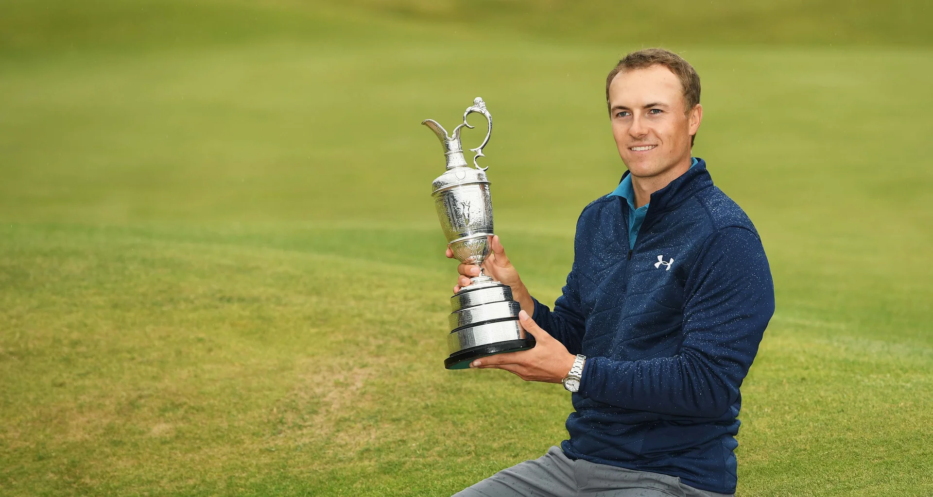Jordan Spieth celebrates with the Claret Jug after winning The Open at Royal Birkdale.