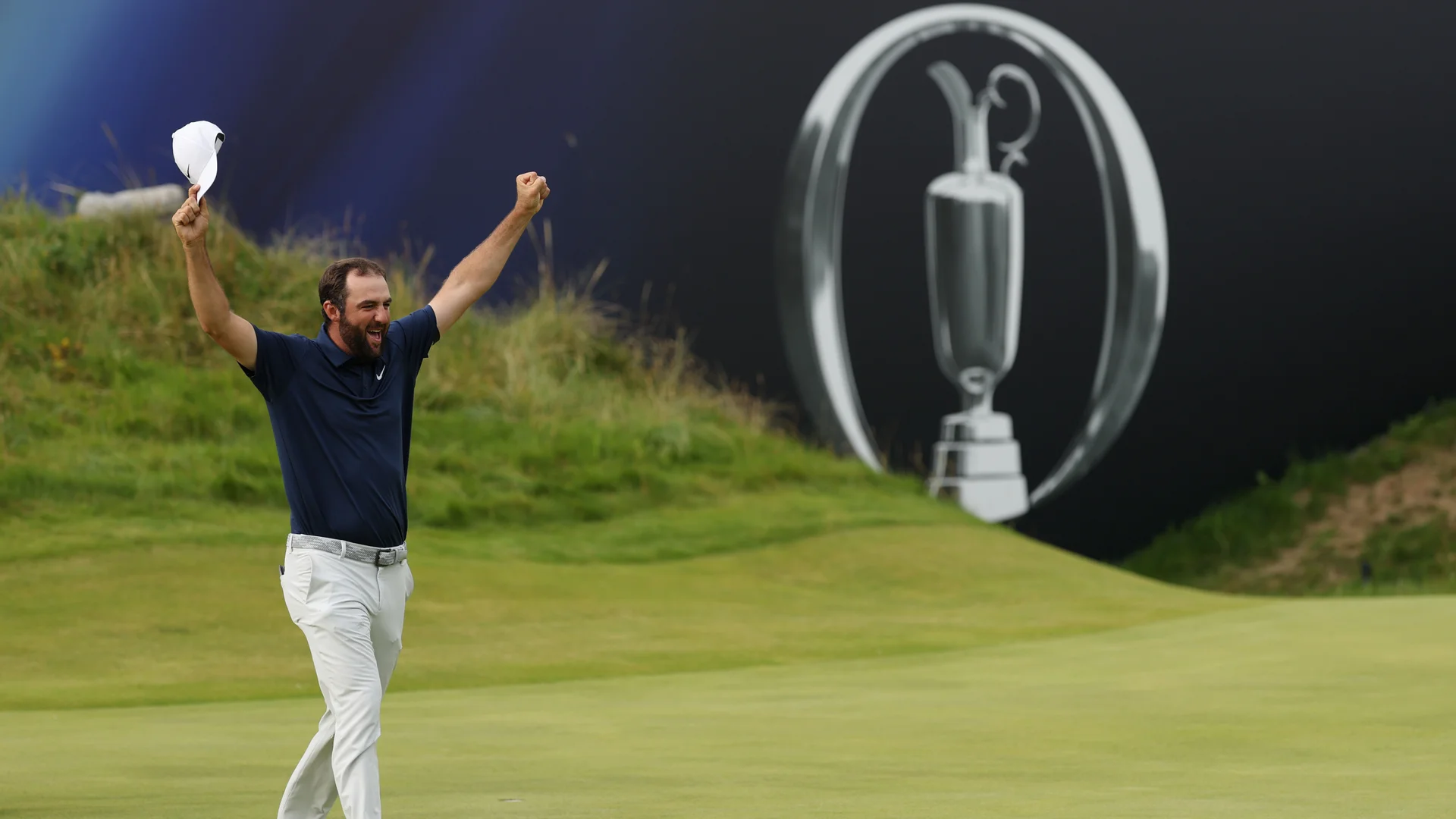 Scottie Scheffler celebrates after winning The 153rd Open at Royal Portrush.
