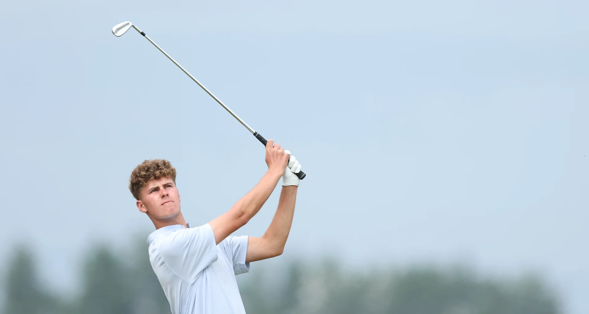Cole Self in action during the 2026 Boys' Amateur Championship at Gailes Links.
