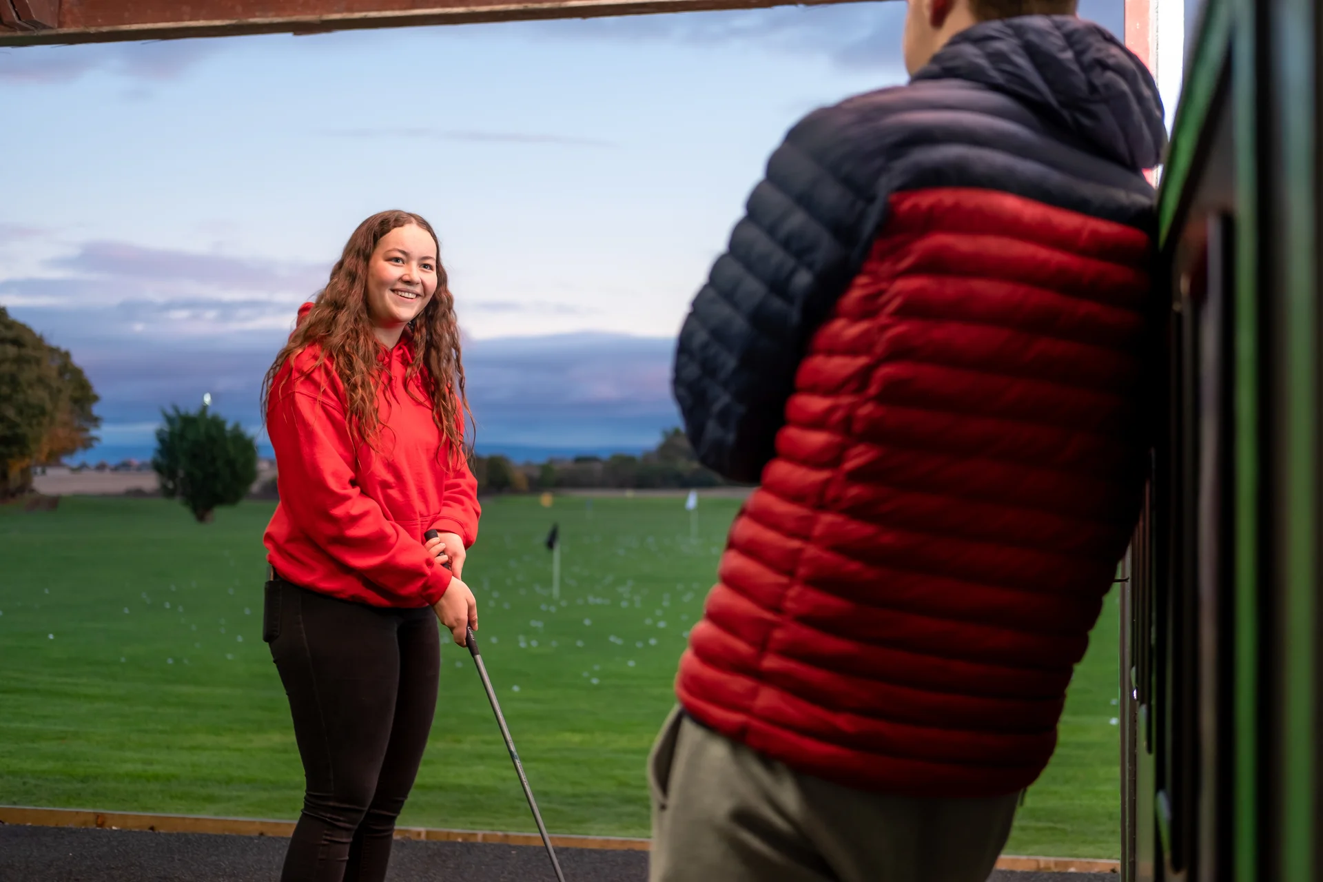 woman on driving range