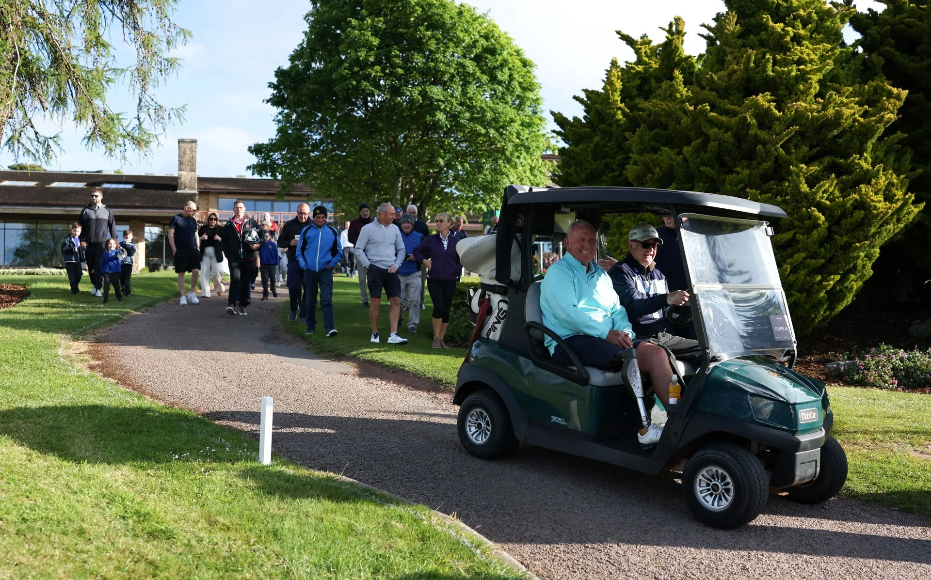 Richie Willis of Wales makes his way to the first tee during The G4D Open at Celtic Manor Resort.