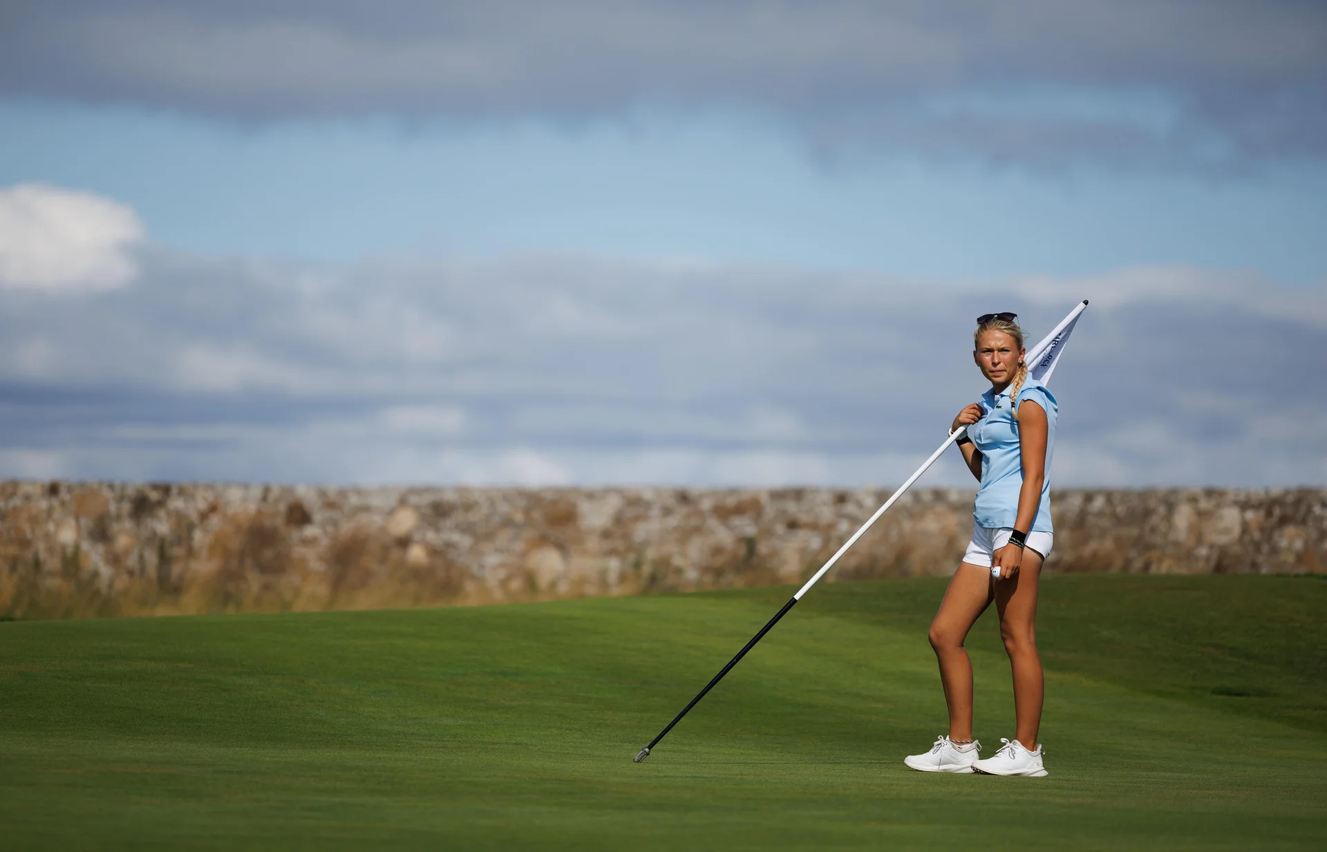 Salome Lumbaca of France looks on at the 12th green during Day Five of the R&A Girls' Amateur Championship at Craigielaw.