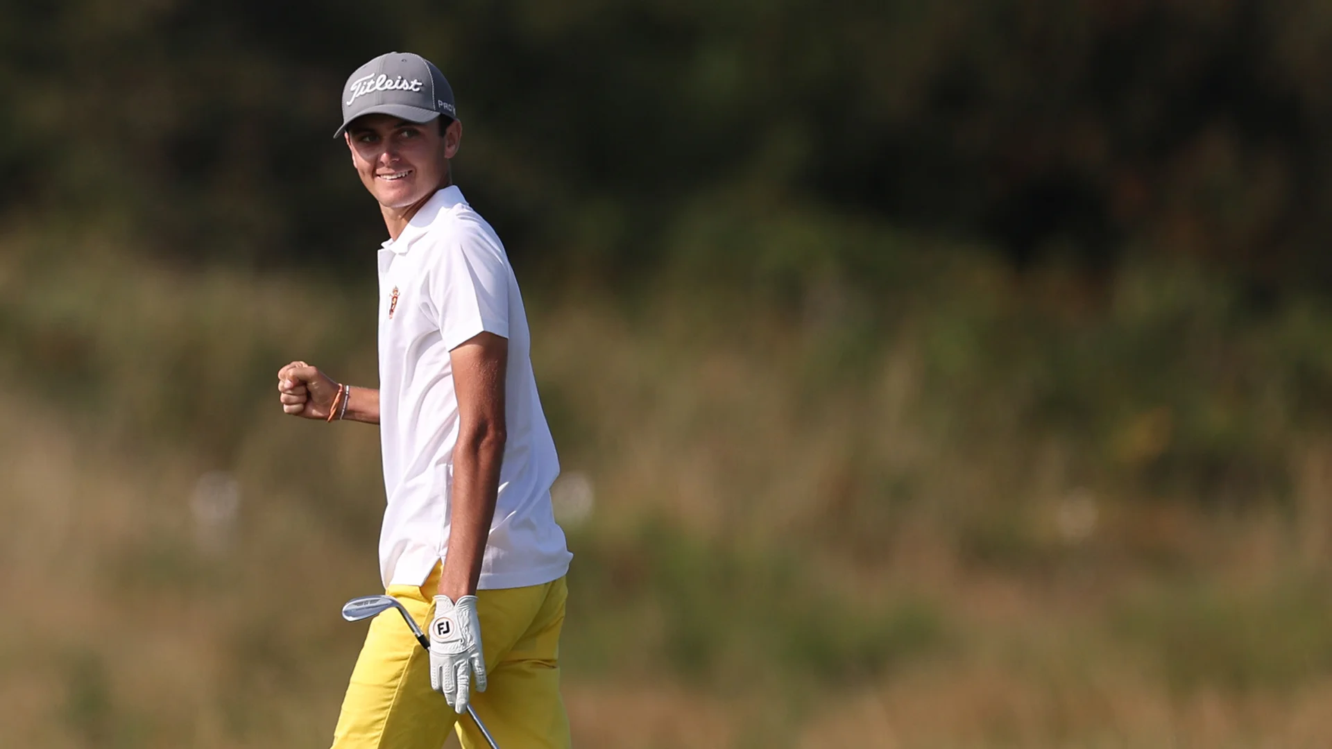 Yago Horno celebrates reaching the final of the Boys' Amateur Championship