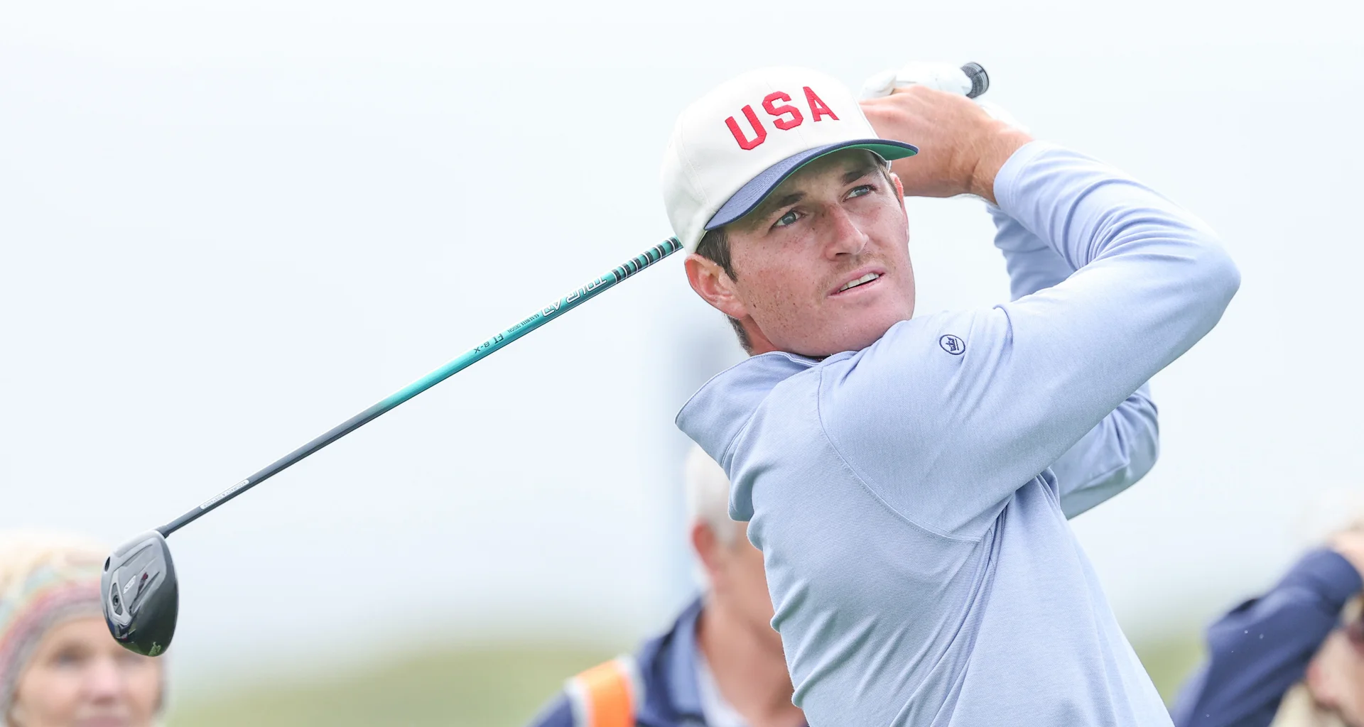 Preston Stout in action during practice for the 2026 Walker Cup at Lahinch.
