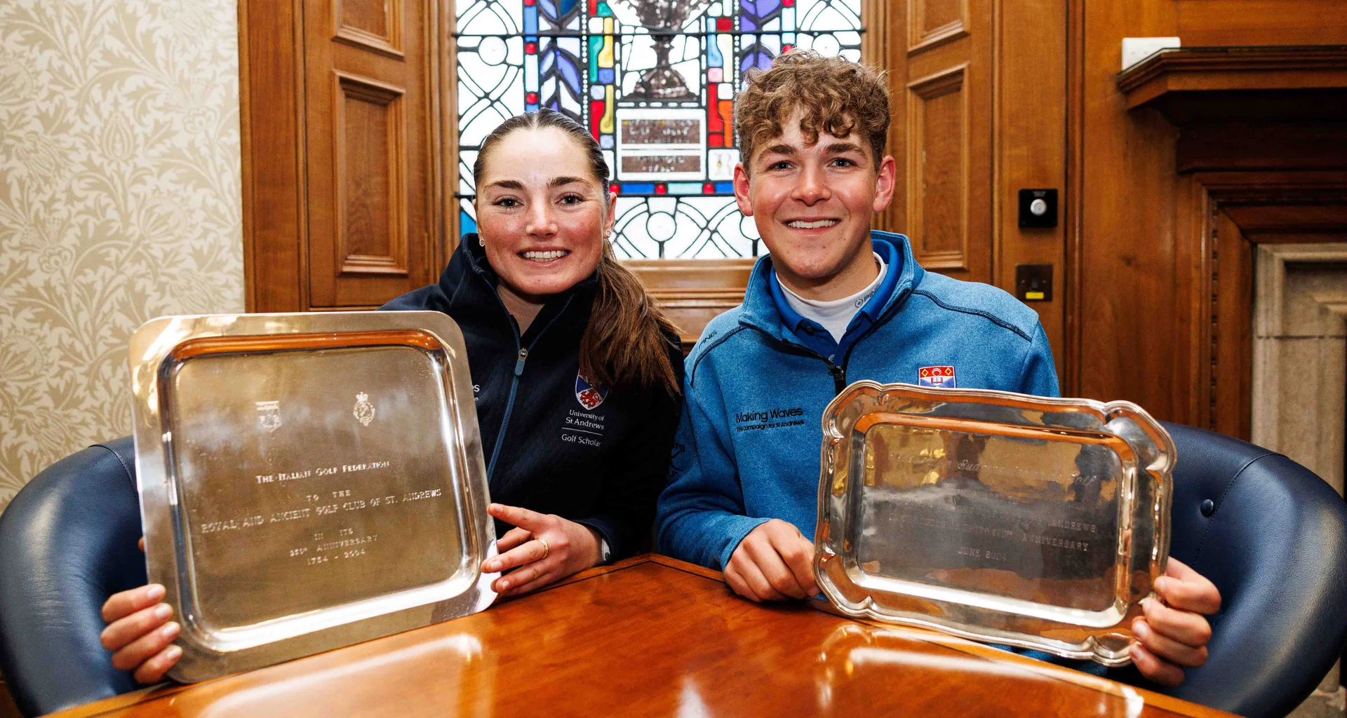 Ollie George and Caitlin Maurice celebrate after winning the 2025/2026 Student Tour Series Order of Merit.