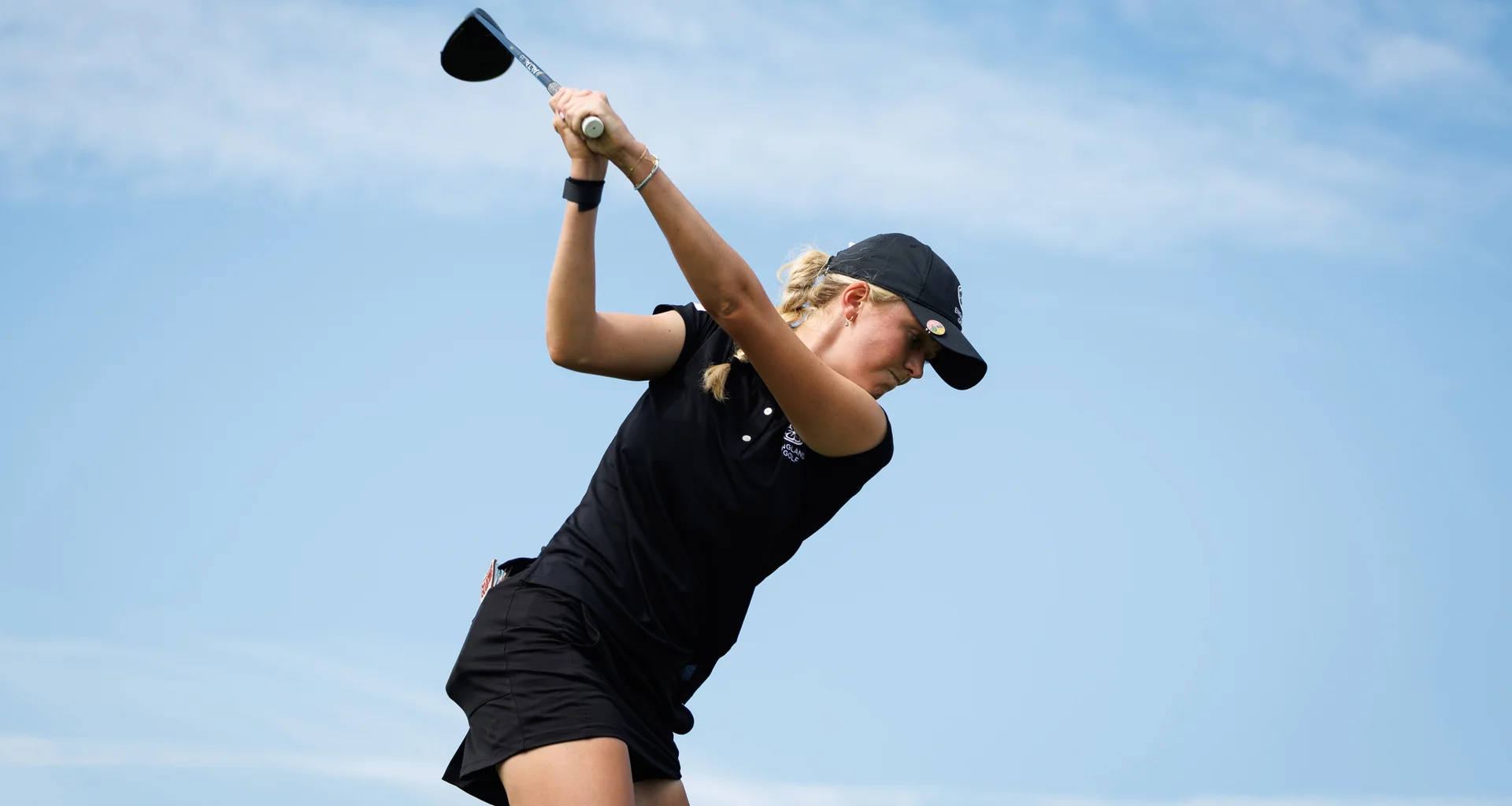 Patience Rhodes of England plays a tee shot during Day Two of the 2026 Women's Amateur Championship at Muirfield.