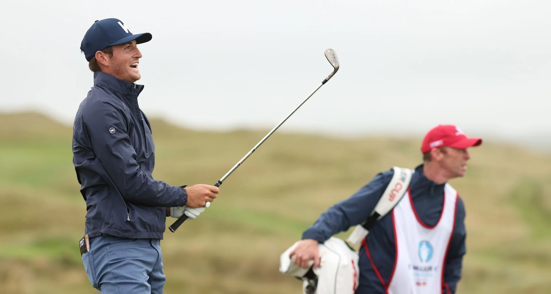 Preston Stout in action during practice for the 2026 Walker Cup at Lahinch.