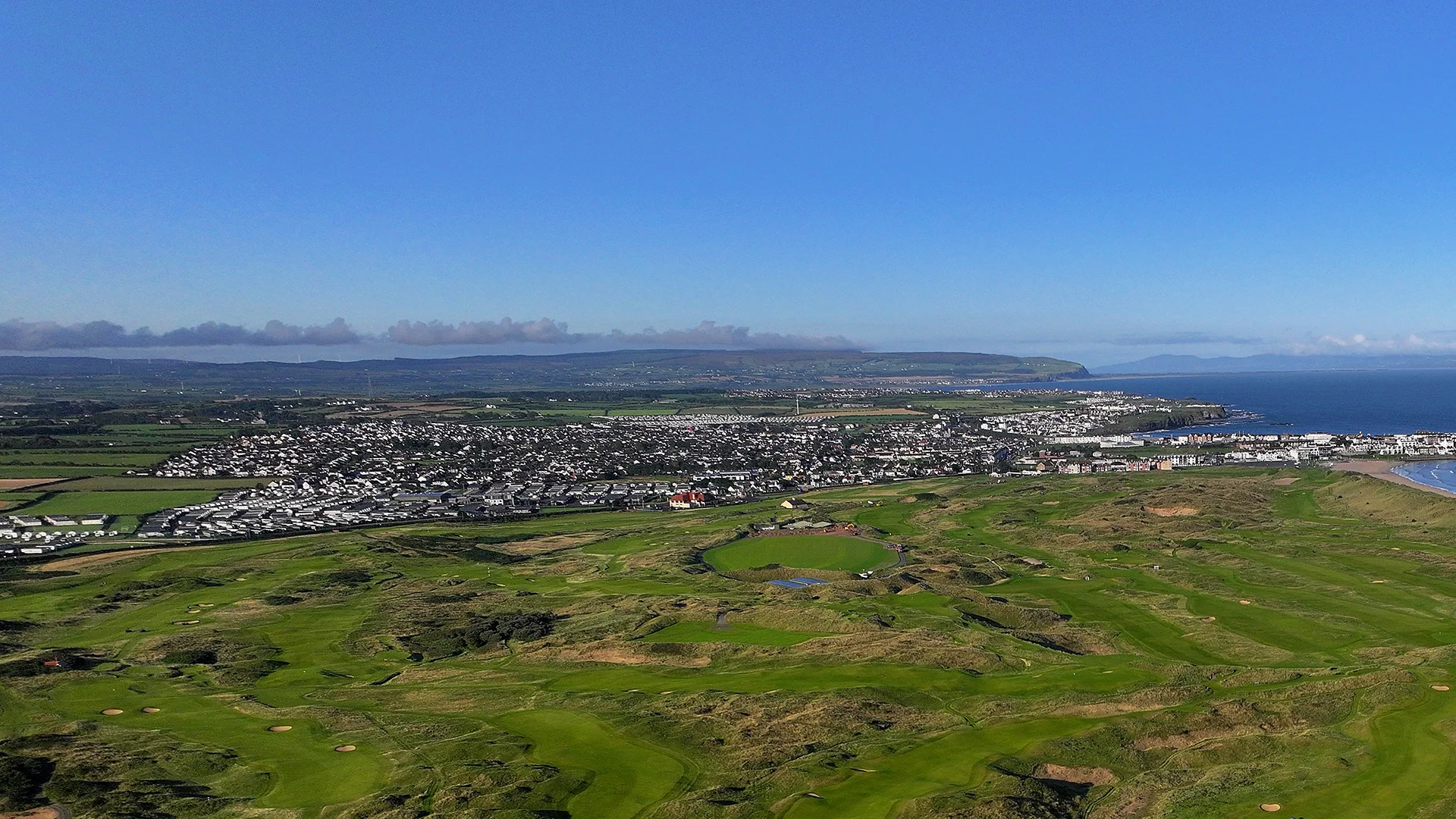 Royal Portrush Golf Club and the town of Portrush