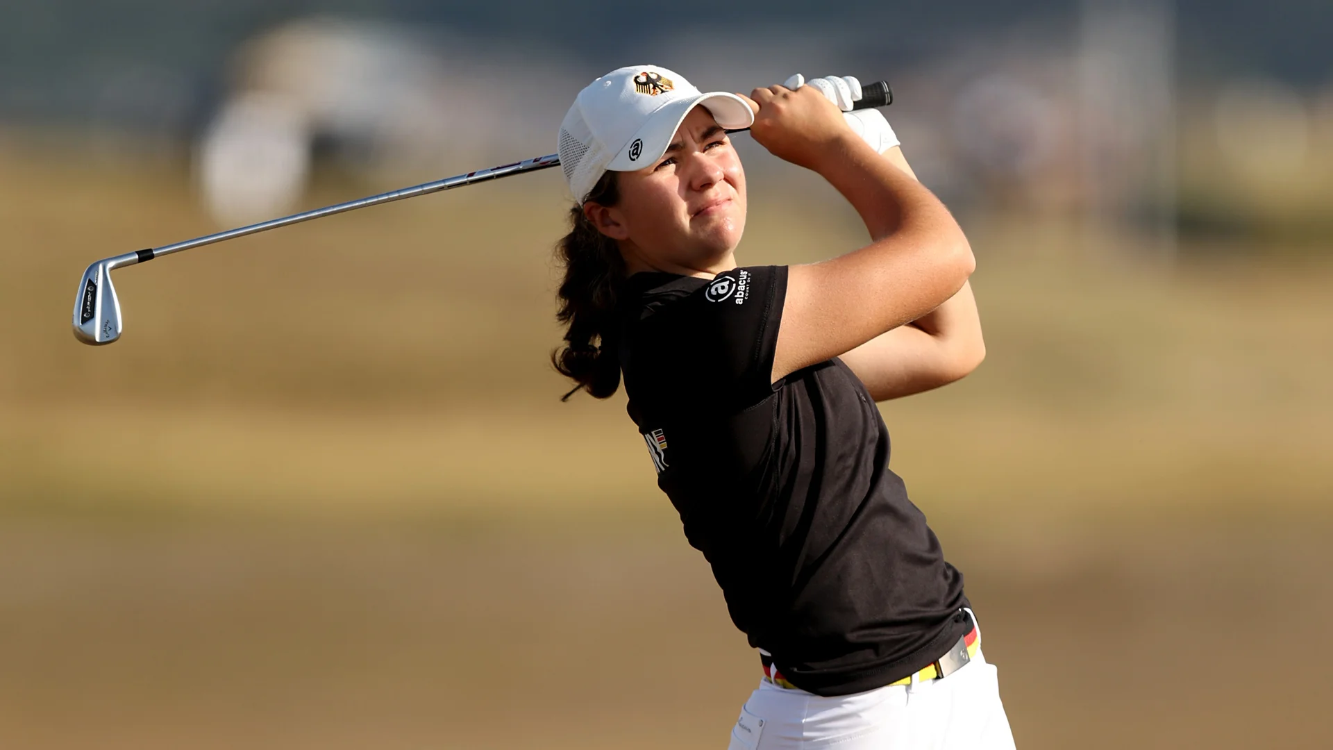 Sofia Maier-Borst in action during the Girls' Amateur Championship at Conwy.