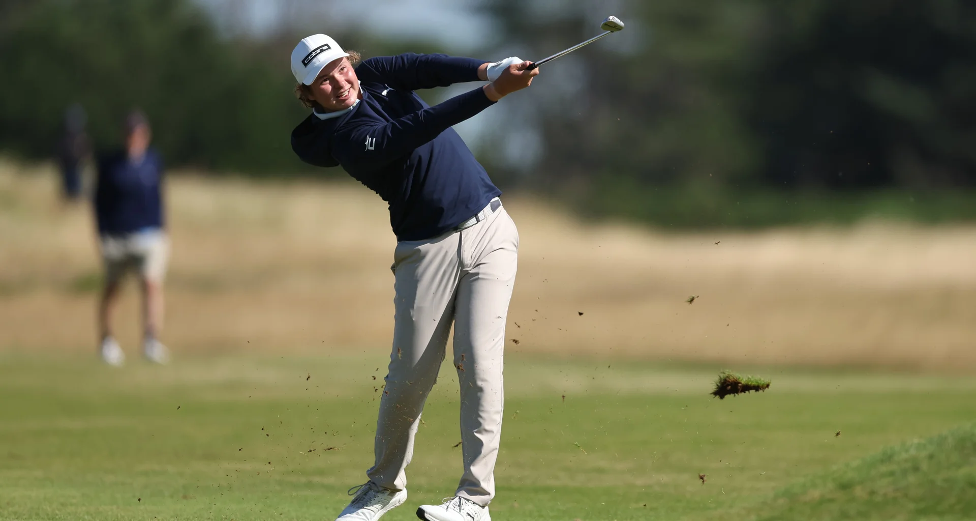 Daniil Sokolov in action during the opening round of the 2026 Boys' Amateur Championship.