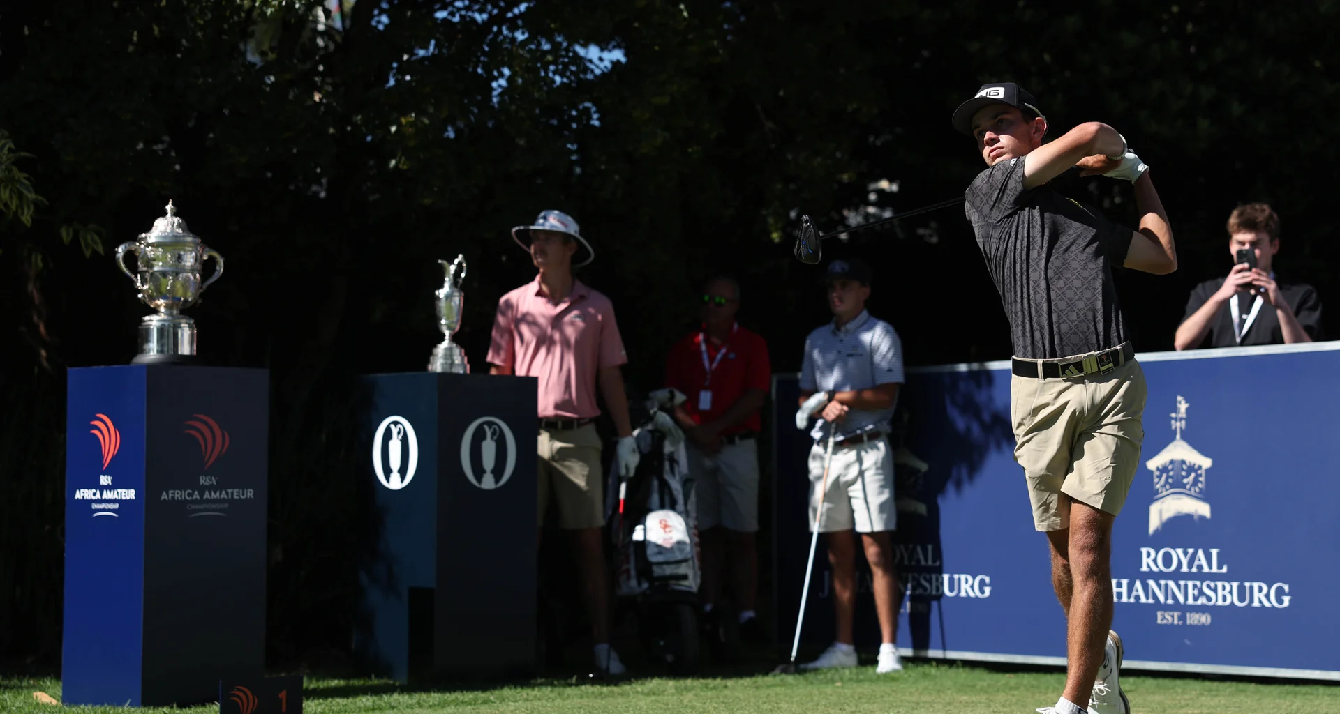 Ivan Verster of South Africa tees off on the 1st hole during Day Four of the Africa Amateur Championship at Royal Johannesburg.