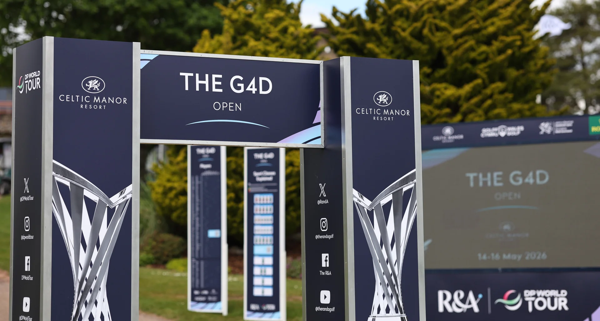 A general view of branding during a practice round ahead of The G4D Open at Celtic Manor Resort.