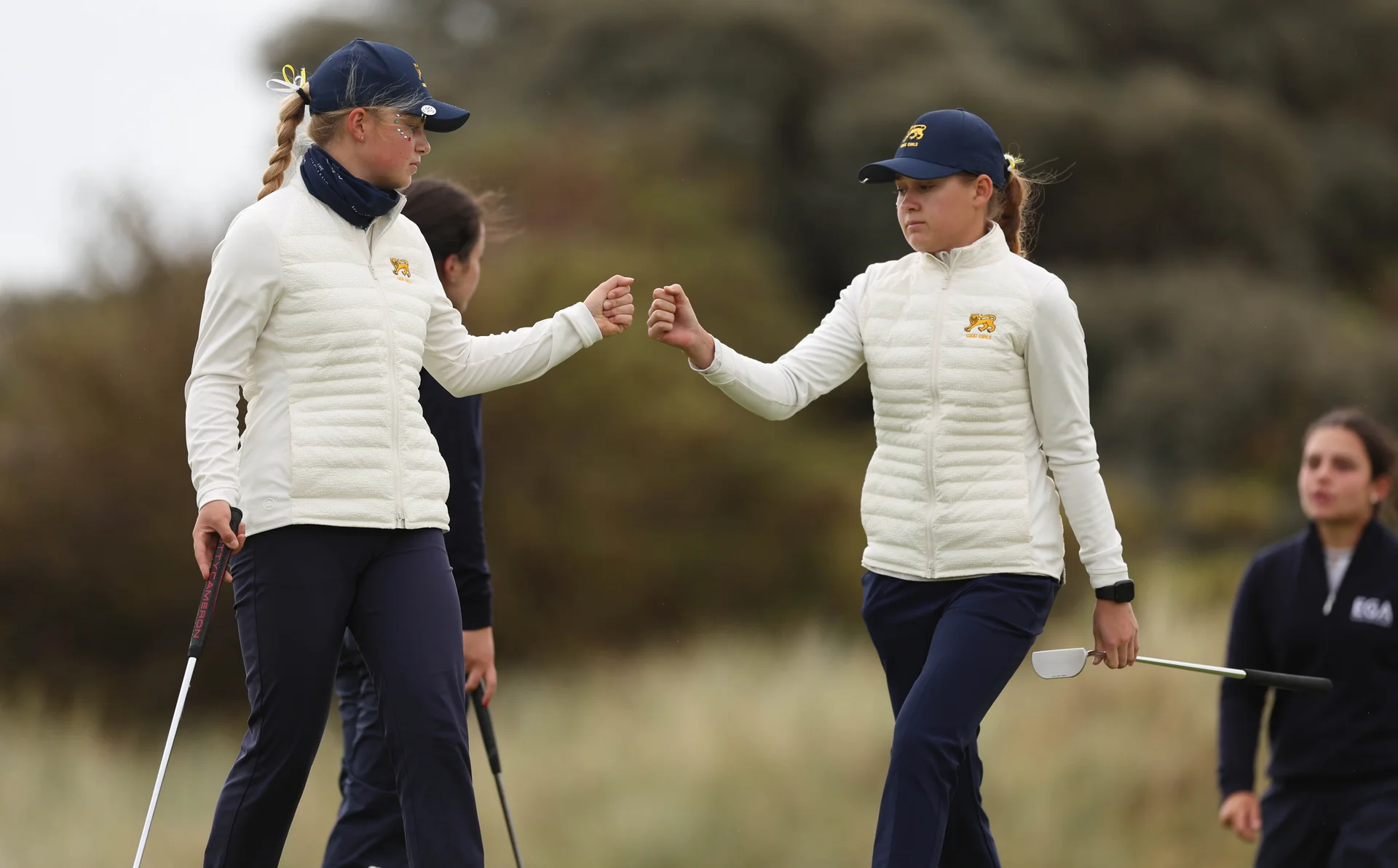 Alicia Kelly and Carly McDonald of Team Great Britain and Ireland during the Junior Vagliano Trophy.