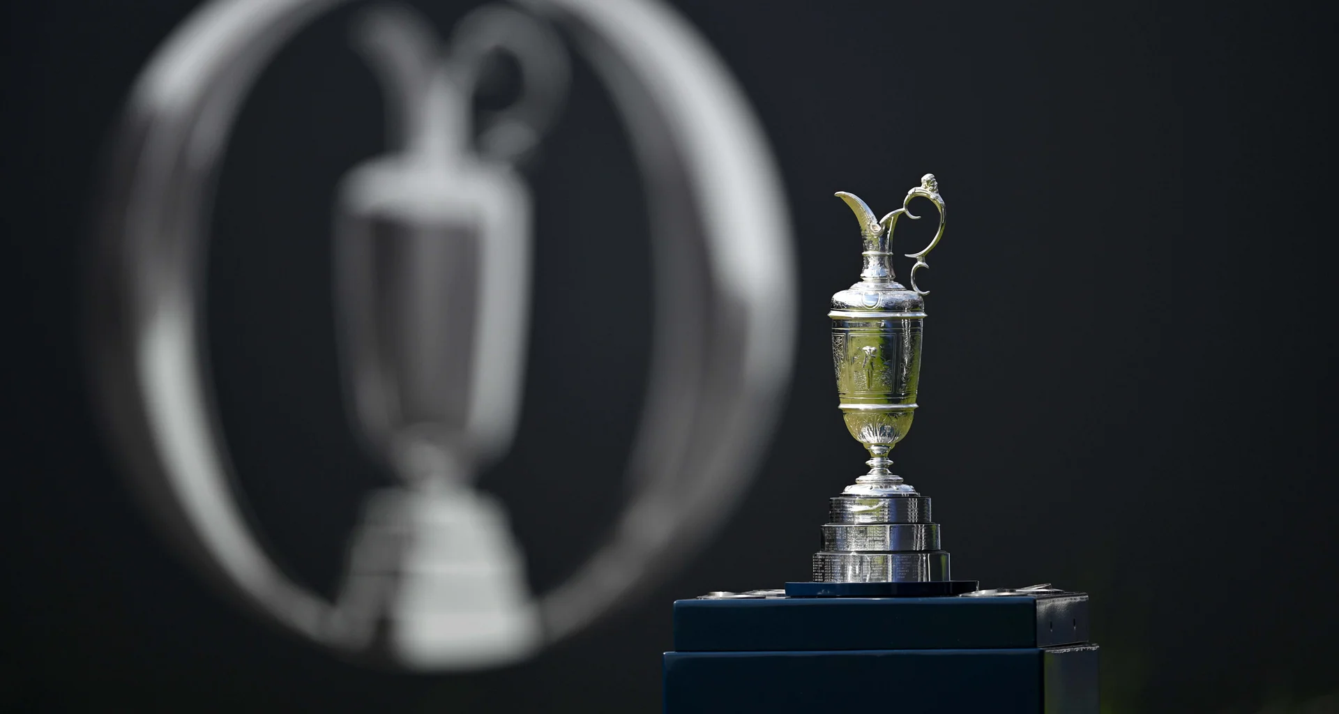 The Claret Jug on display at The Open.