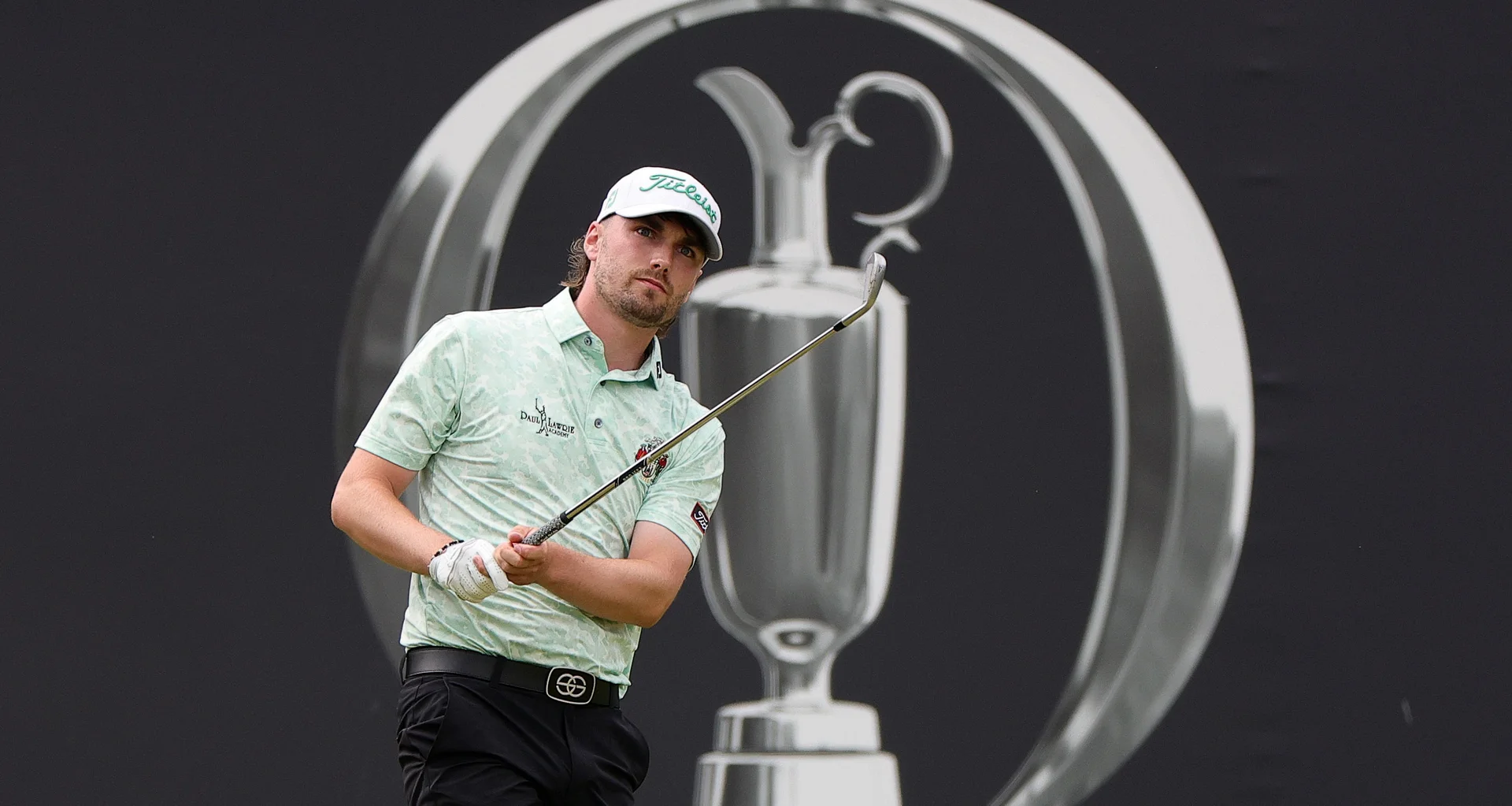 Cameron Adam in action at The 153rd Open at Royal Portrush. July 2025.