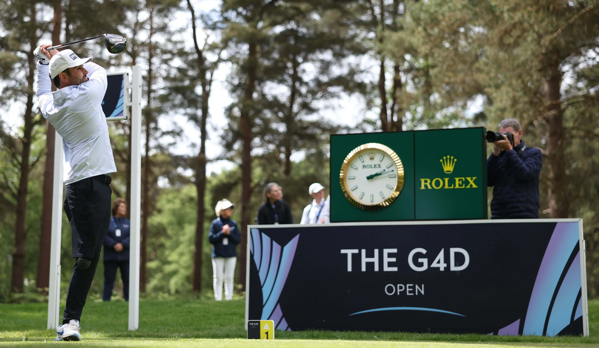 uan Postigo Arce of Spain tees off on the 1st hole during day three of G4D Open at Woburn Golf Club on May 17, 2025