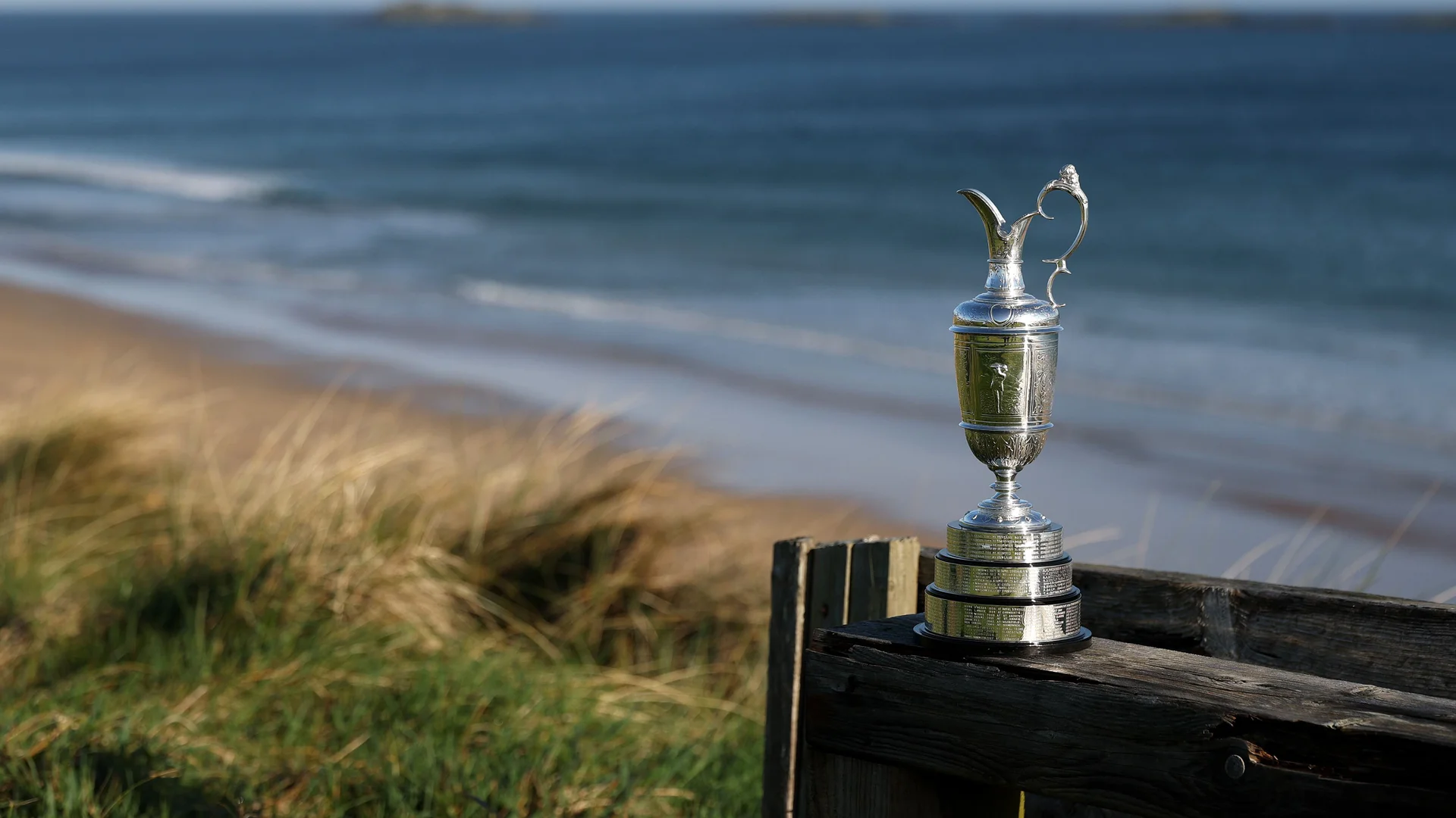 The Claret Jug on display at Royal Portrush ahead of The 153rd Open.