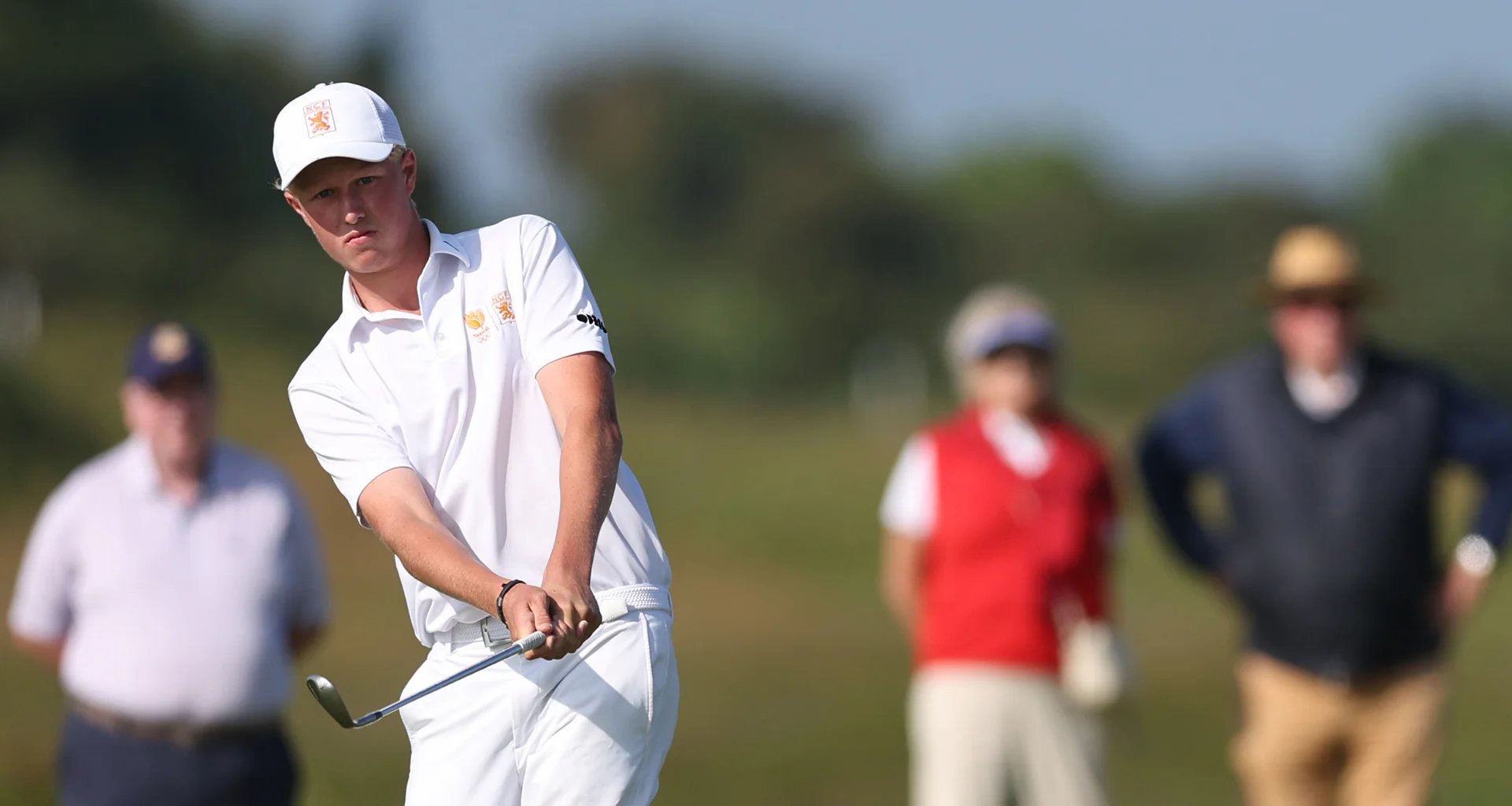 Guus Lafeber in action during the Final of the Boys' Amateur Championship at County Louth.