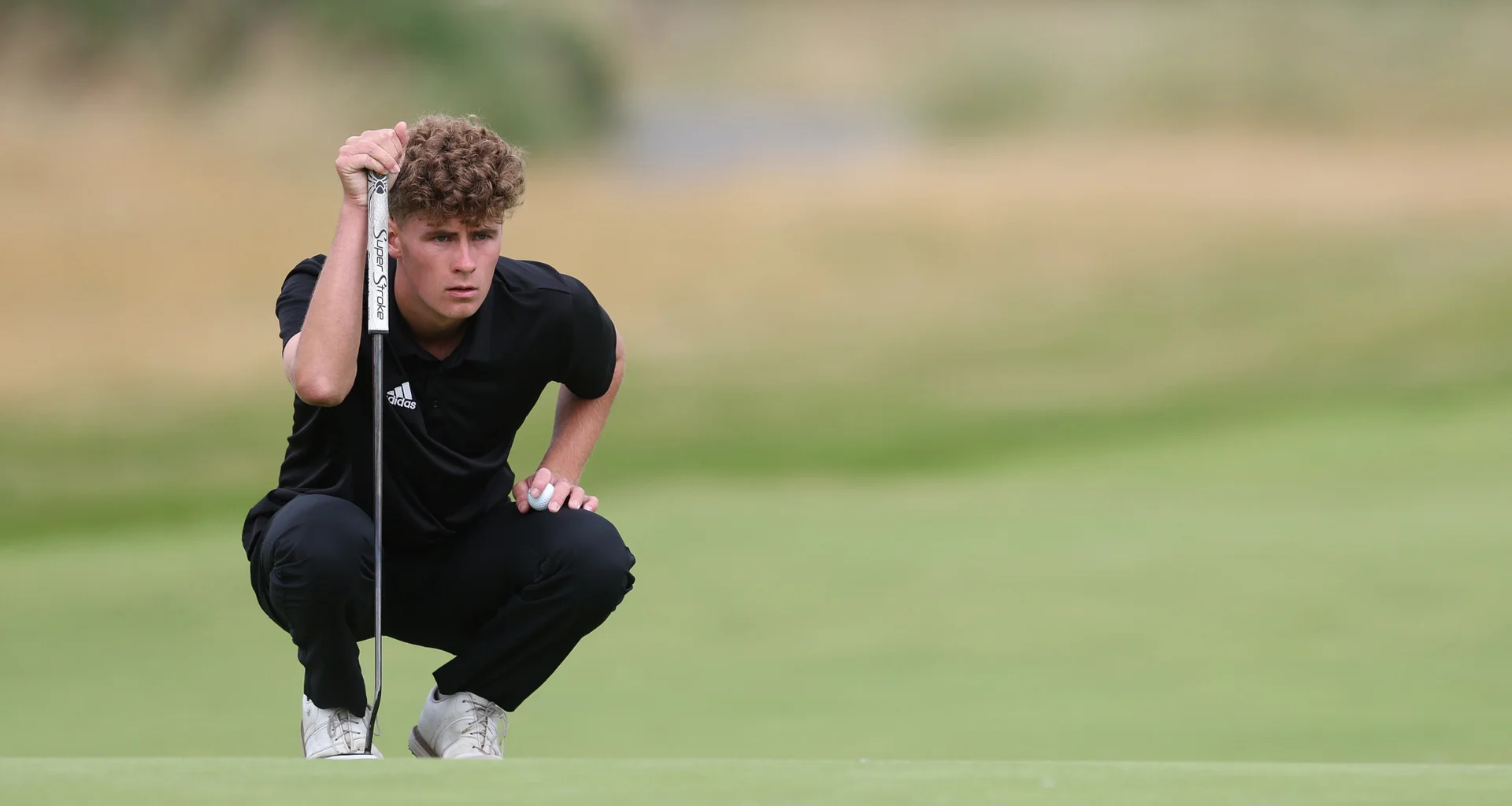 Cole Self of England during matchplay stages of The Boys' Amateur Championship at Gailes Links.
