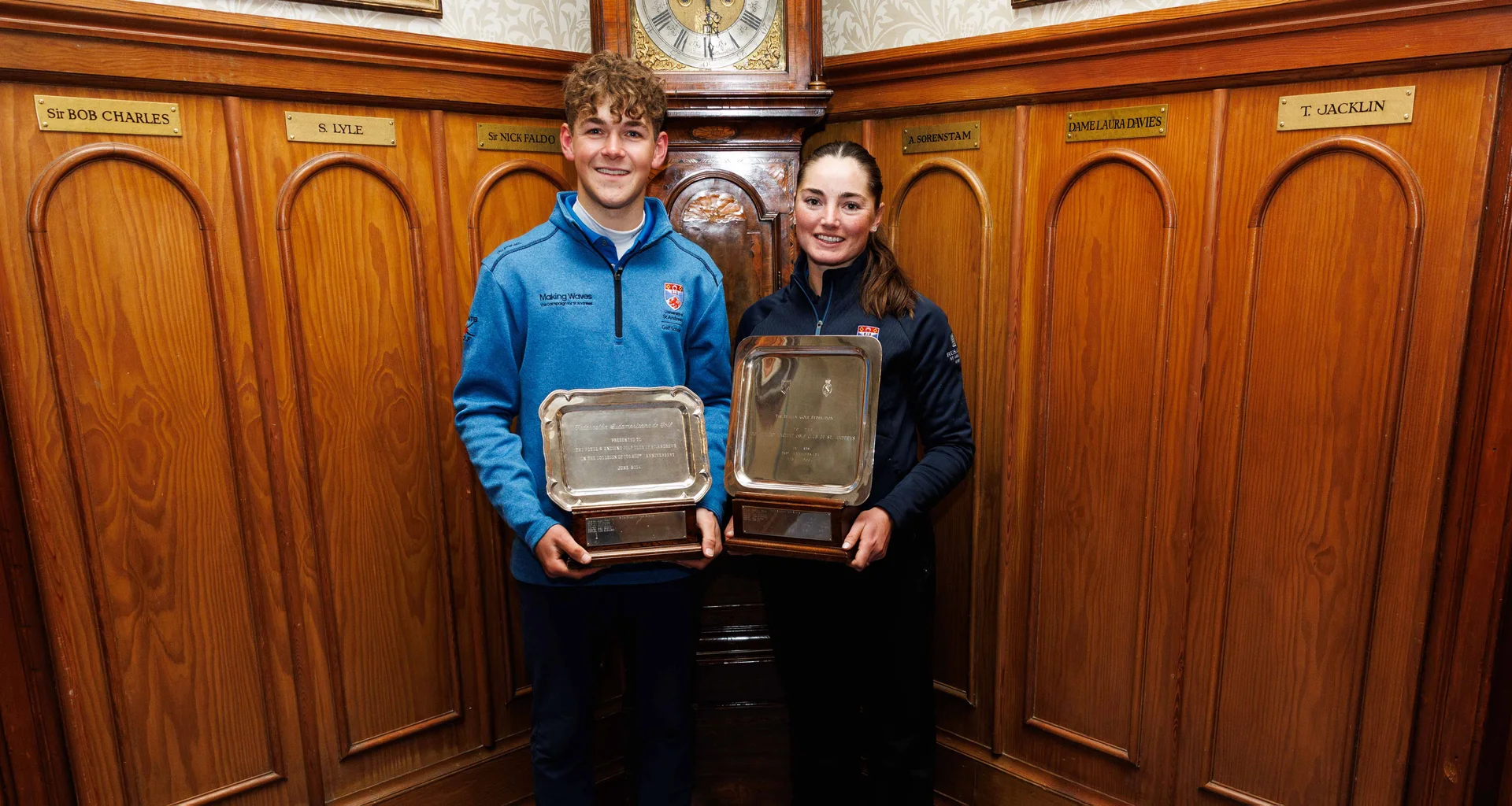 Ollie George and Caitlin Maurice celebrate after winning the 2025/2026 Student Tour Series Order of Merit.