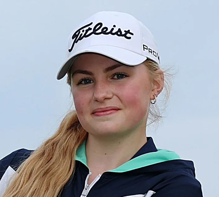Carly McDonald, winner of the 2026 Girls' U16 Amateur Championship at Gog Magog.