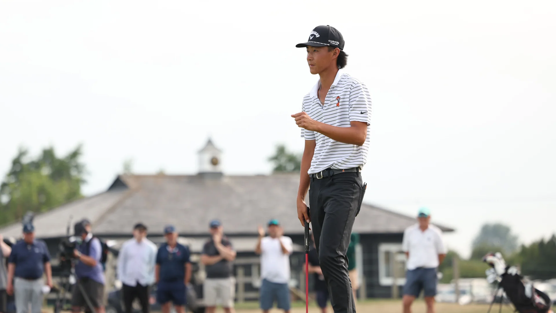 Ethan Fang celebrates after winning The 130th Amateur Championship.
