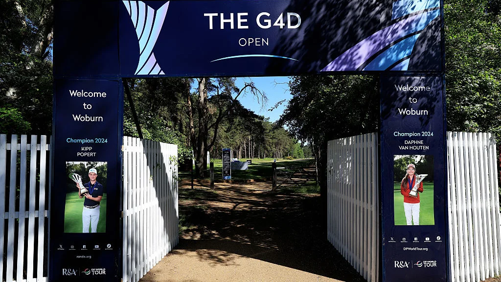 The entrance gates to The G4D Open at Woburn.