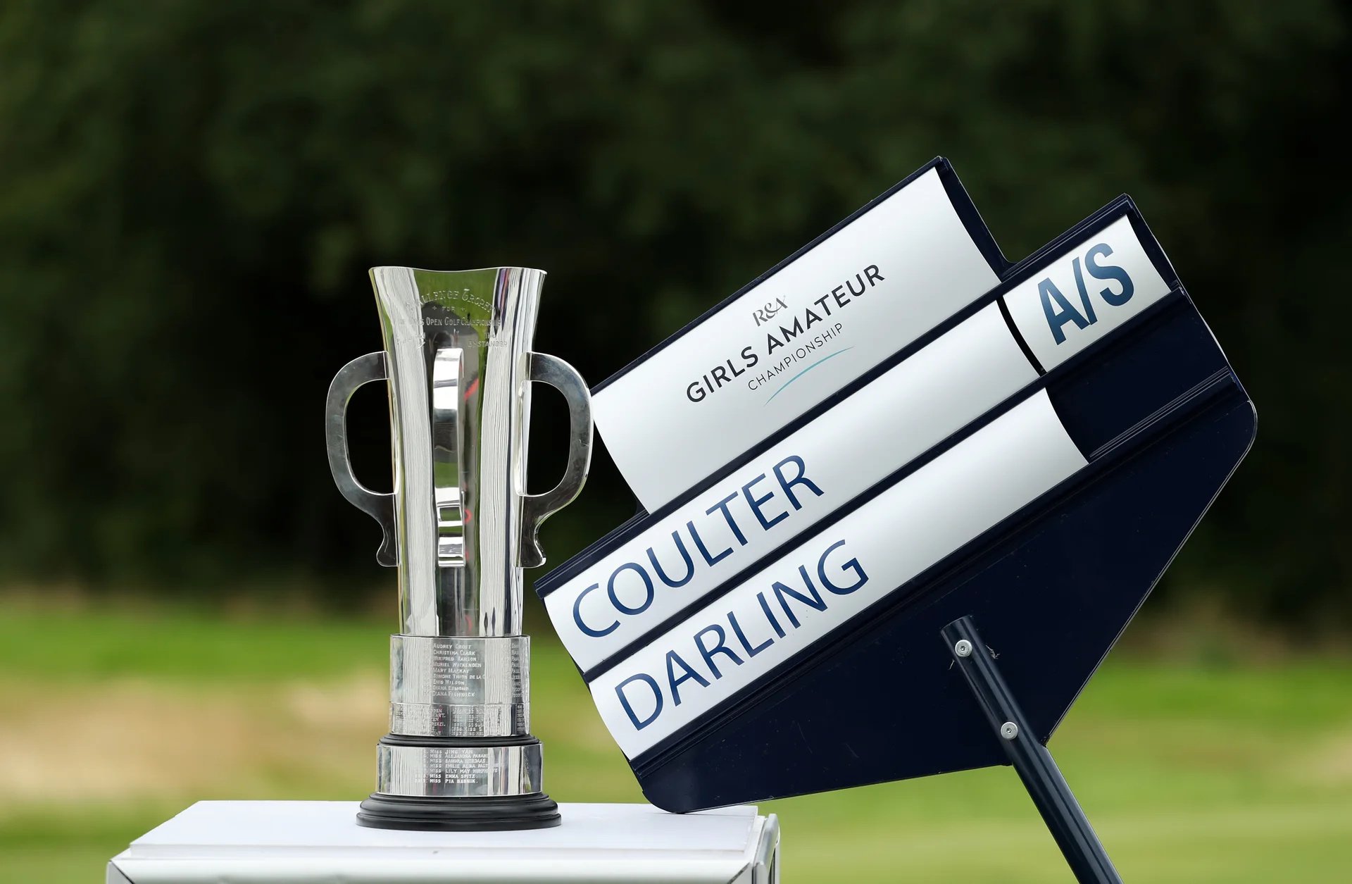 A trophy beside scoreboard