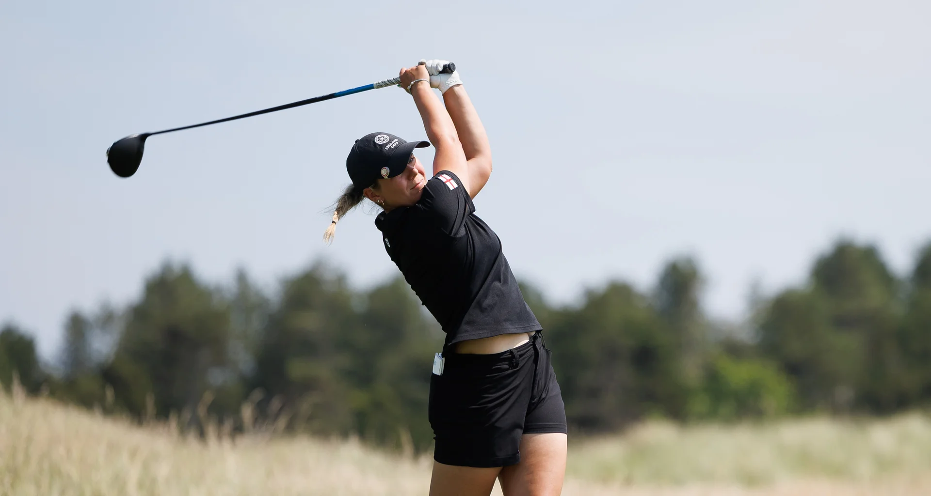 Lily Hirst of England plays a tee shot during Day Two of the 2026 Women's Amateur Championship at Muirfield.
