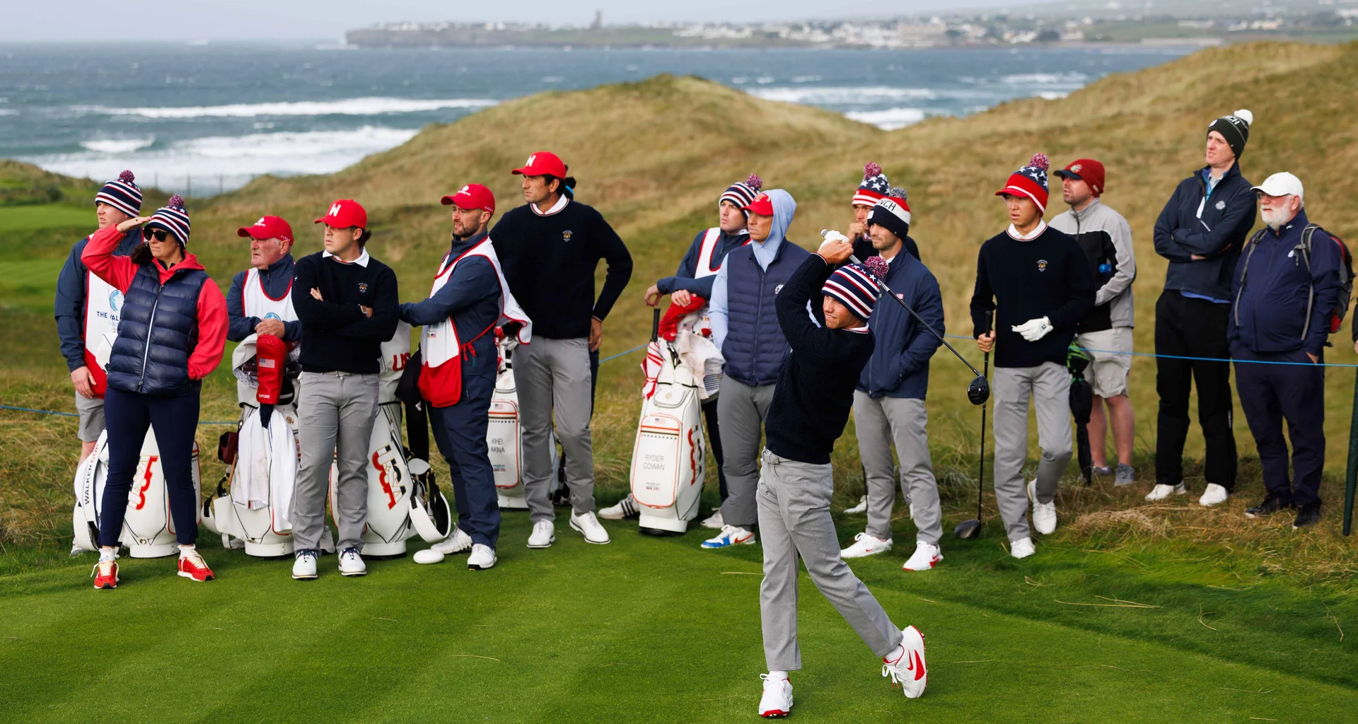 The USA players during practice for the 2026 Walker Cup at Lahinch.