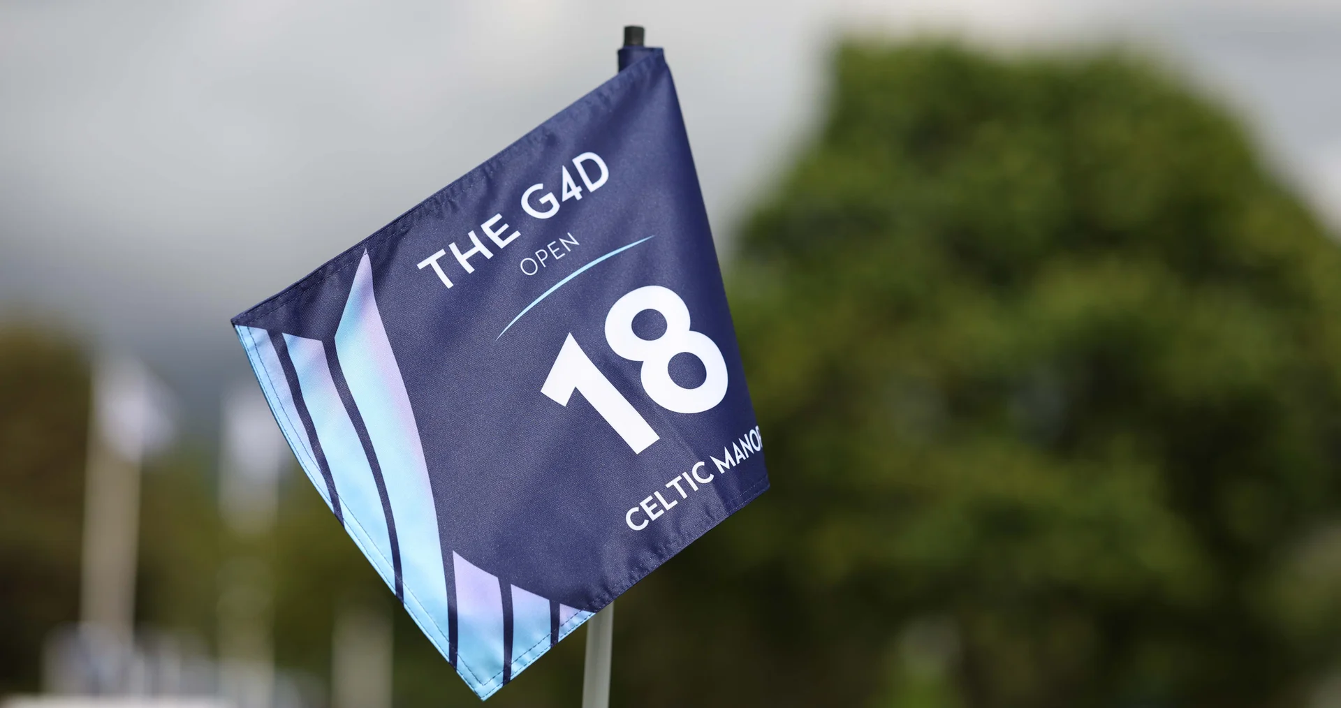 The 18th hole pin flag at Celtic Manor for the G4D Open.