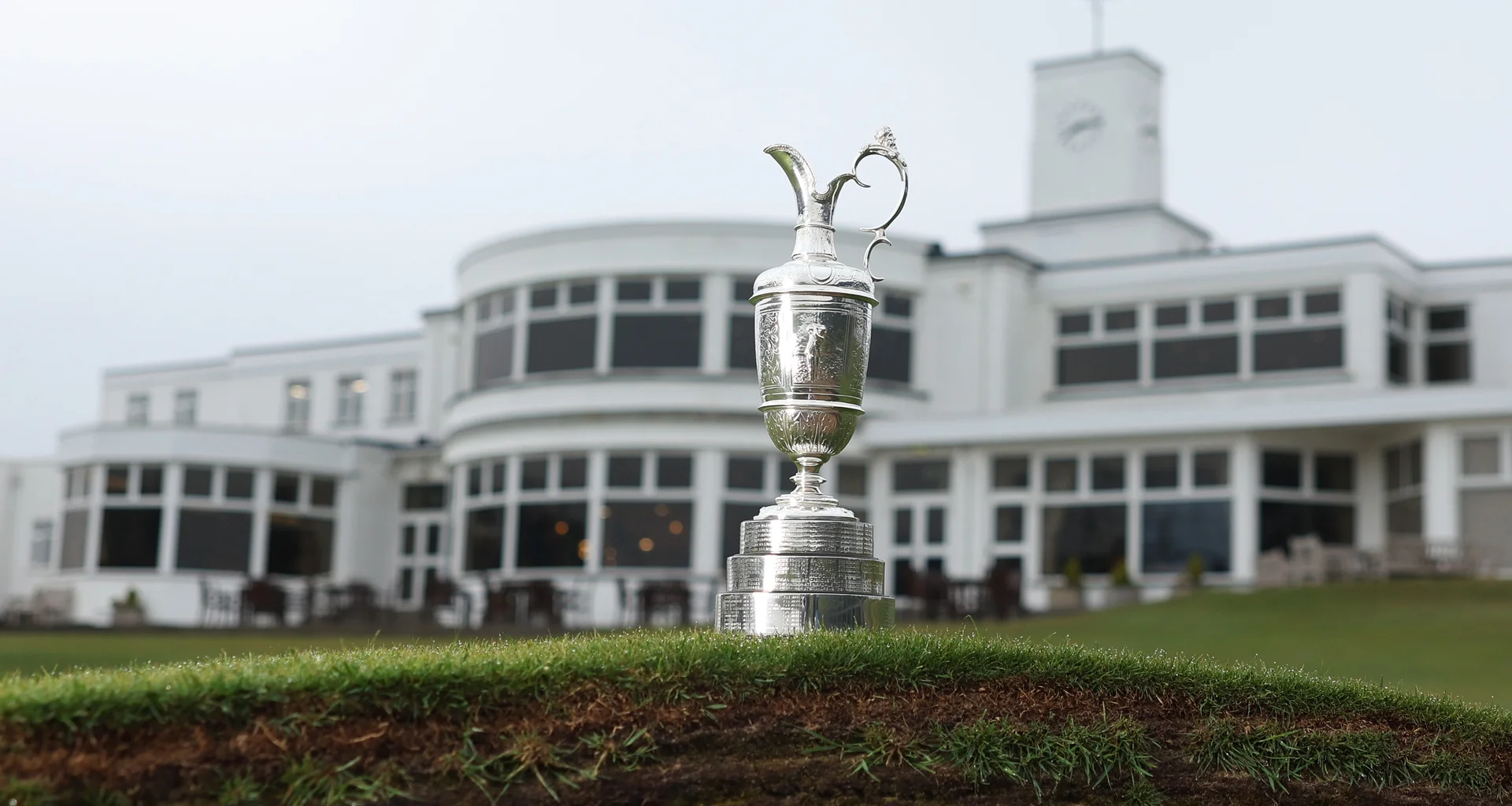 A view of the Claret Jug on the 18th green at Royal Birkdale.