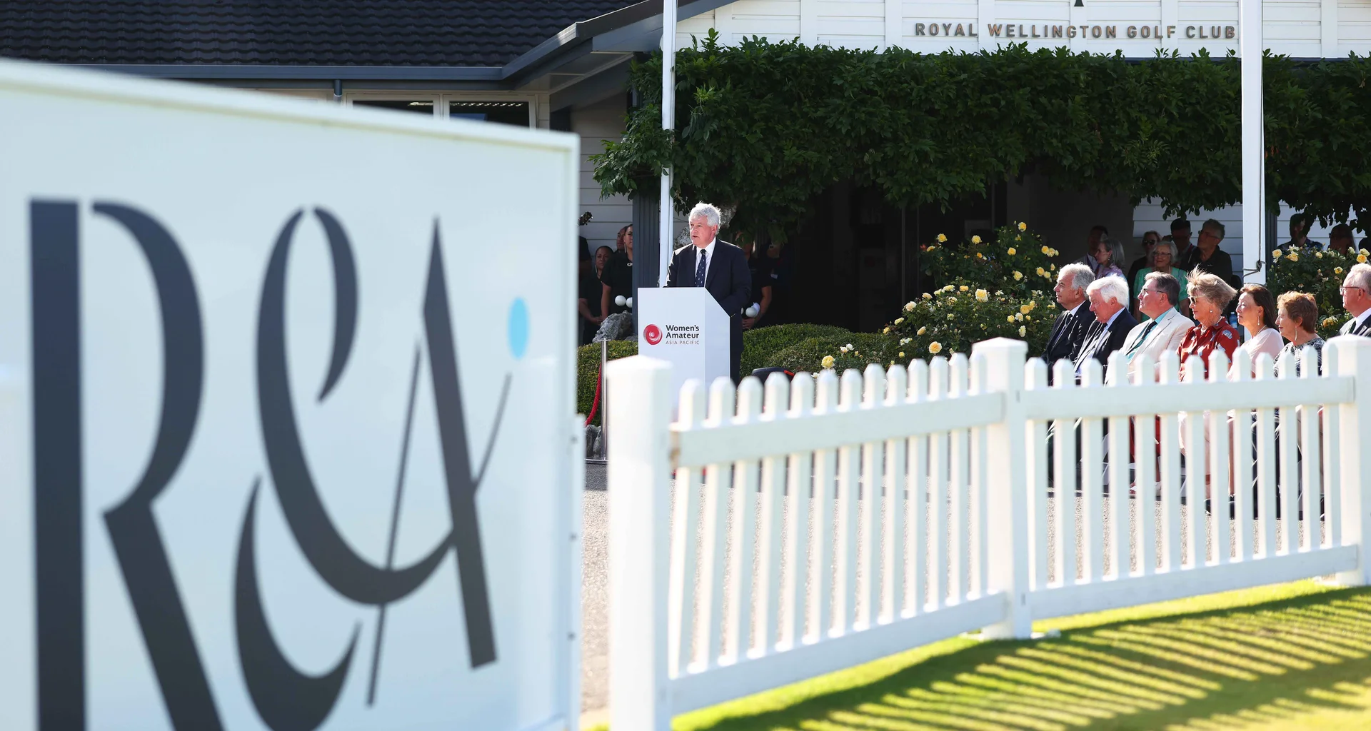 Martin Hattrell, Chairman of The R&A speaks during the Cultural Welcome and Opening Ceremony prior to The Women's Amateur Asia-Pacific Championship at Royal Wellington Golf Club.