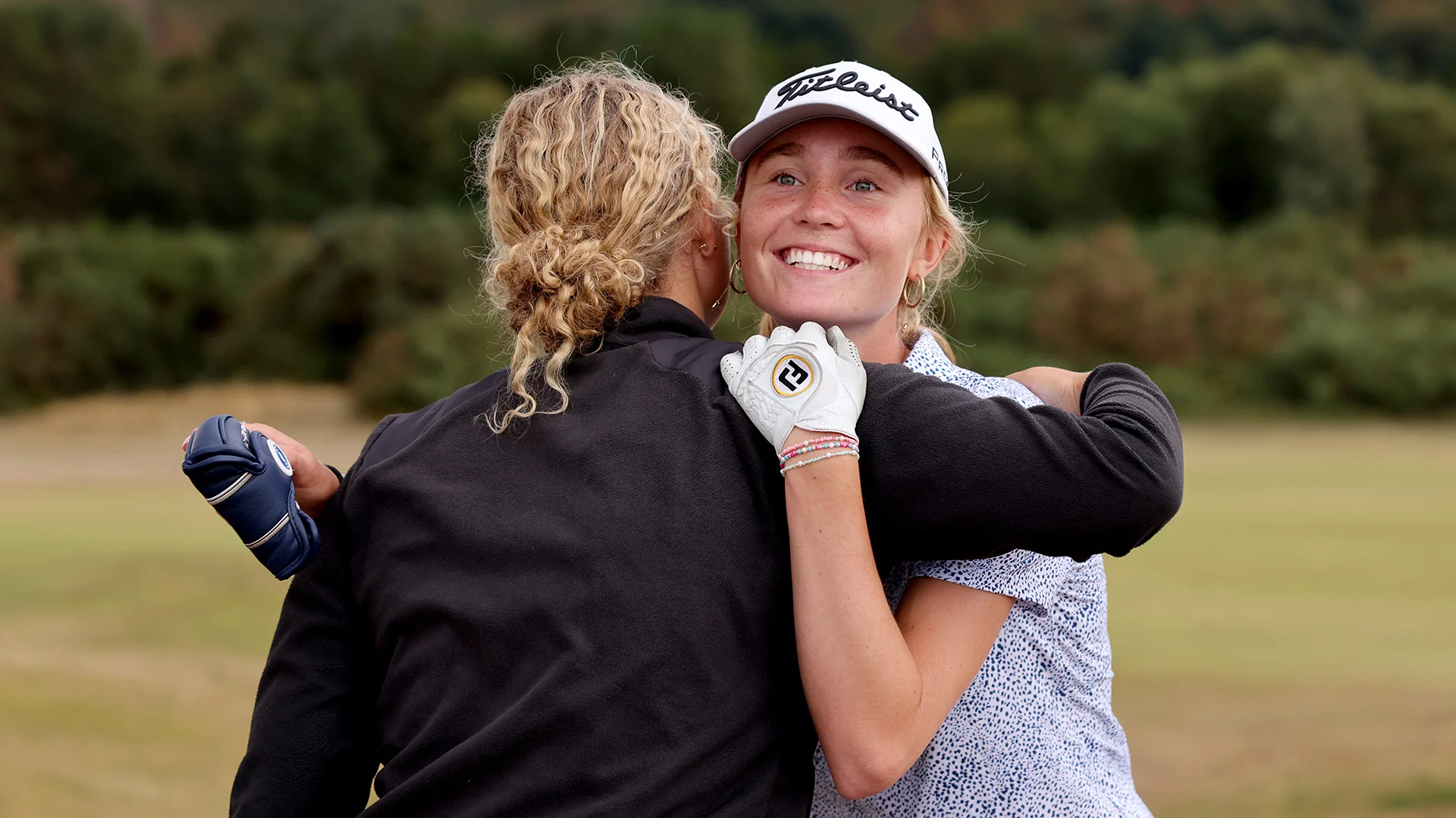 Liva Krol Andersen celebrates her victory in the last 16 of the Girls' Amateur Championship