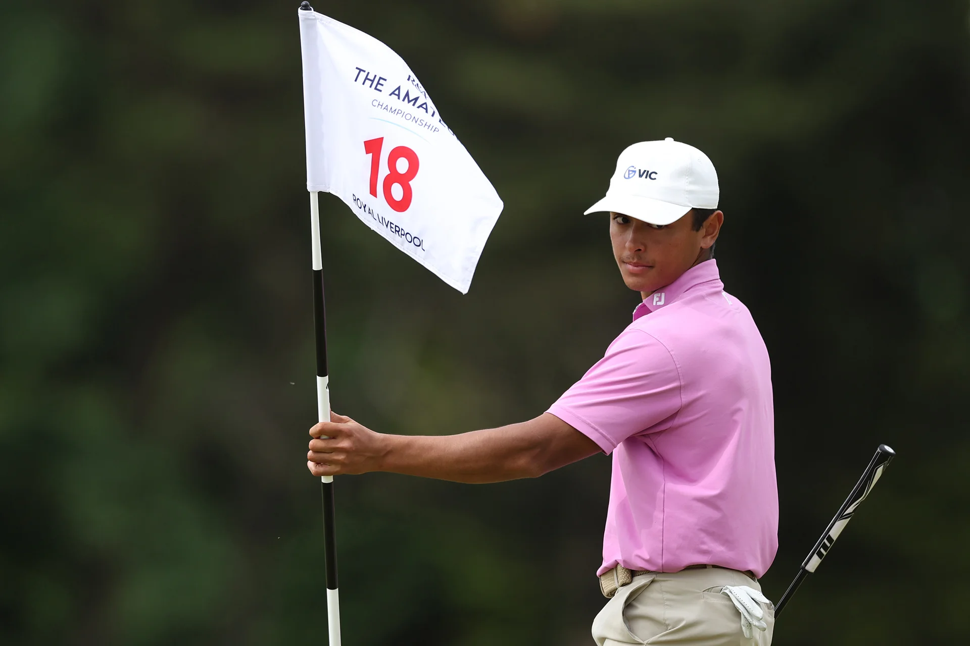 Abel Eduard of Australia looks on during Day Two of the 2026 Amateur Championship at Royal Liverpool Golf Club.