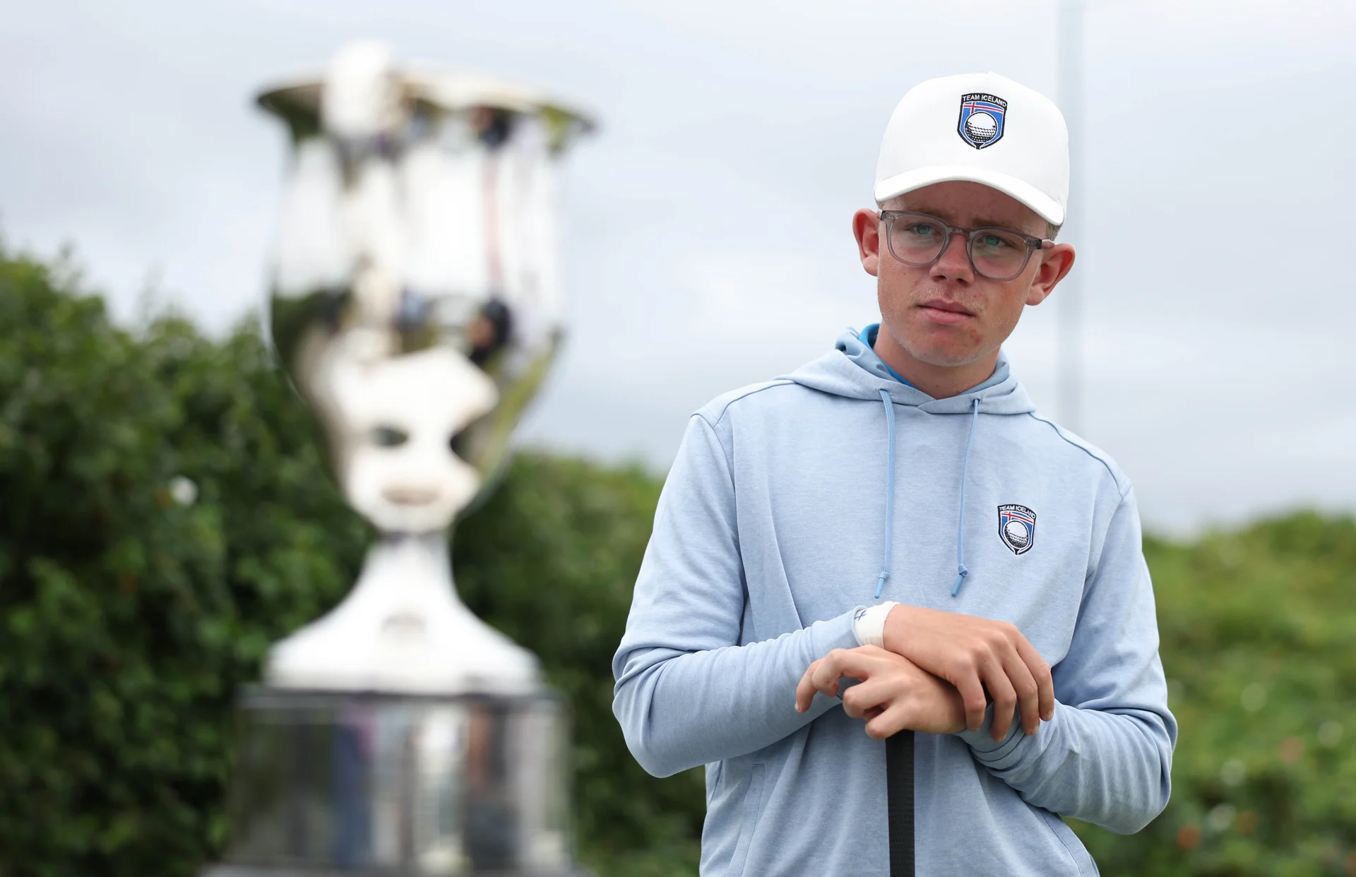 Óliver Elí Björnsson of Iceland during matchplay stages of The Boys' Amateur Championship at Gailes Links.
