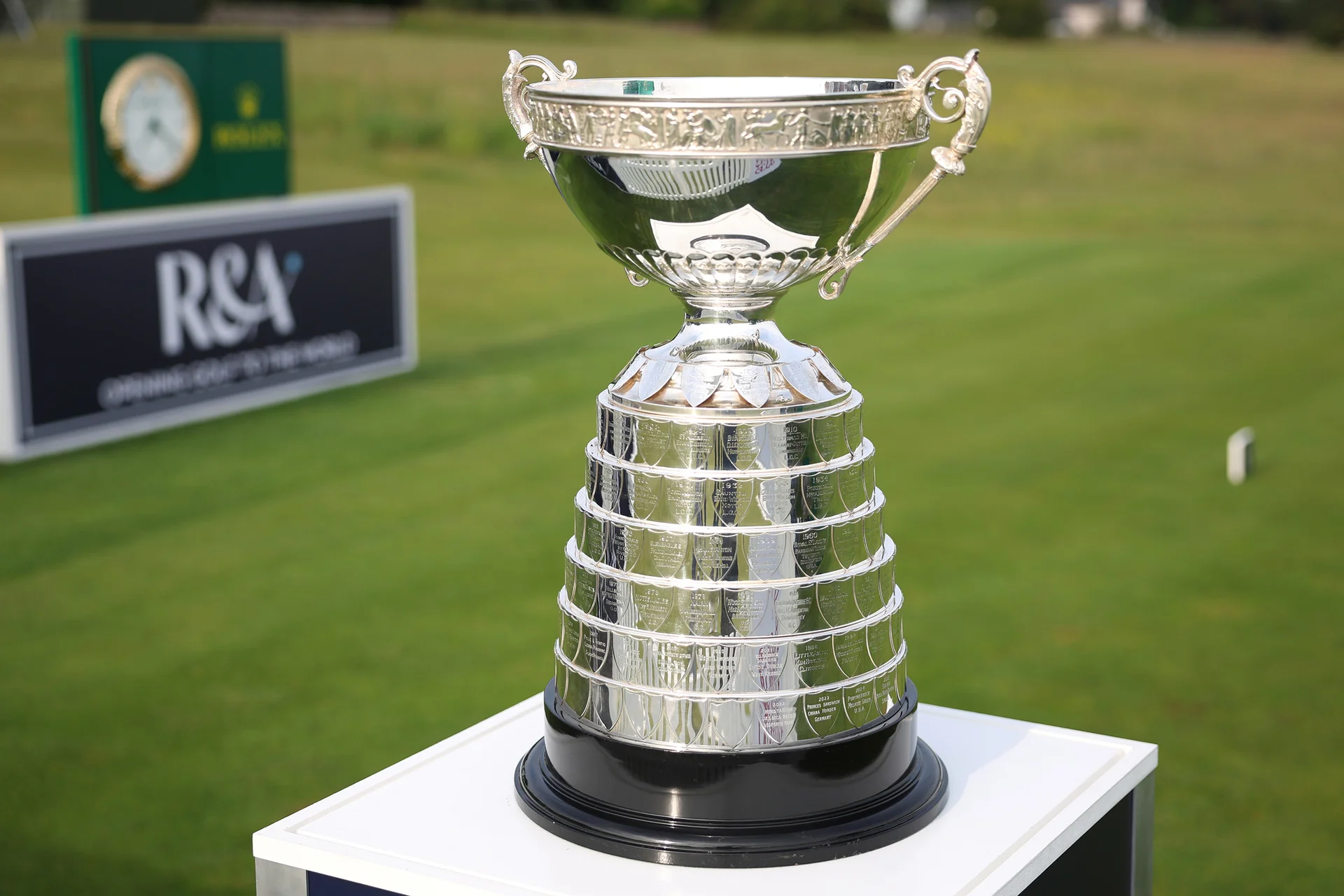 General View of the Women's Amateur Championship trophy during Day one of the 2026 Women's Amateur Championship at Muirfield.