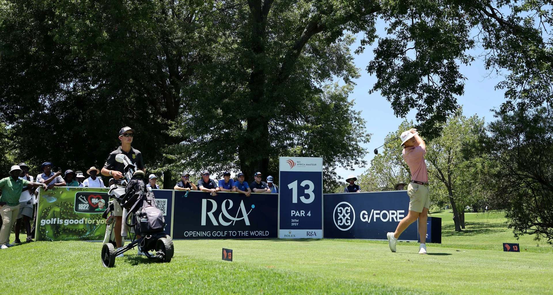 Malan Potgieter of South Africa tees off during Day Four of the Africa Amateur Championship at Royal Johannesburg.