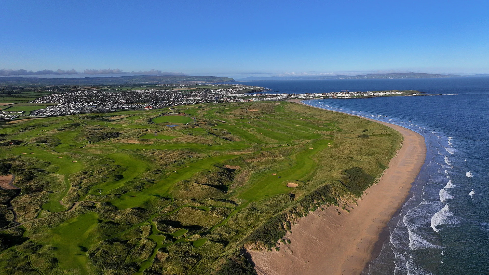 Royal Portrush Golf Club and the town of Portrush