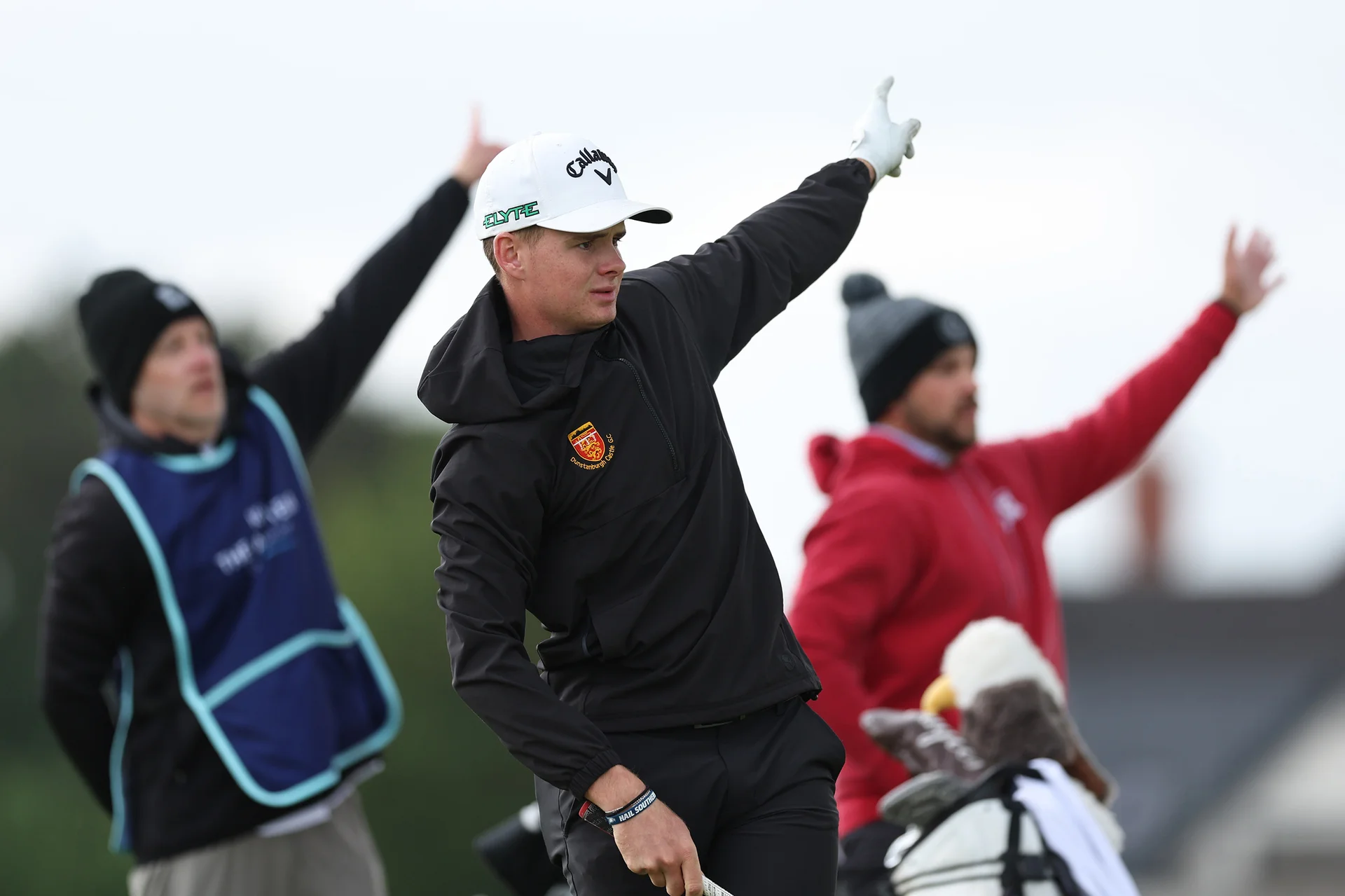 Morgan Blythe of England reacts during Day One of the 2026 Amateur Championship at Royal Liverpool Golf Club.