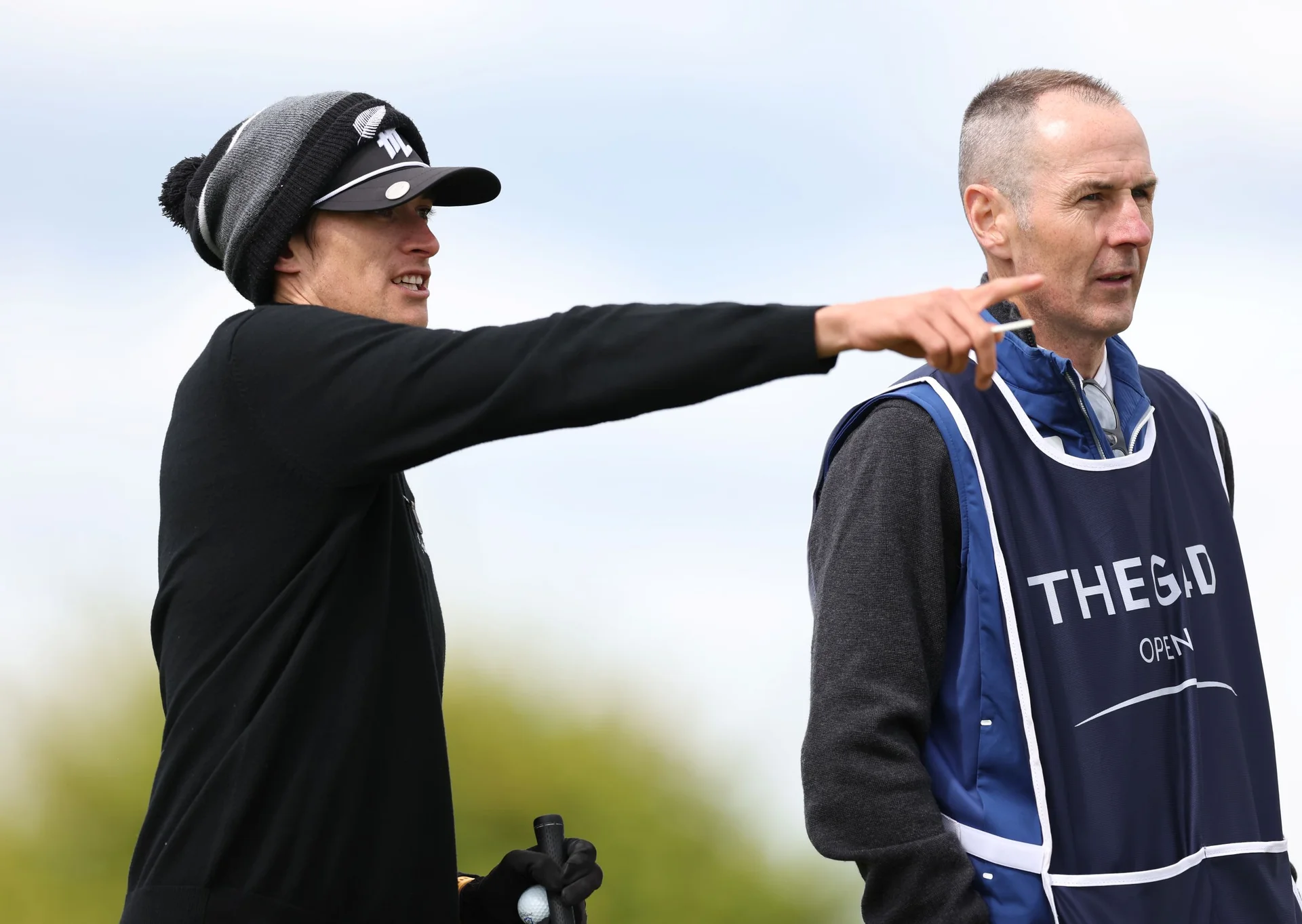 Guy Harrison of New Zealand with caddie Andrew Jessop during Day One of The G4D Open at Celtic Manor Resort.