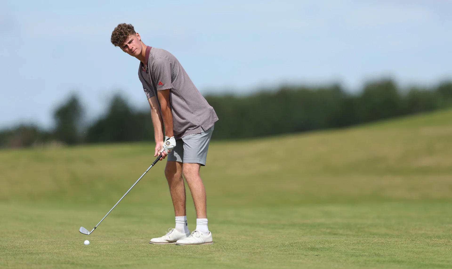 Cole Self of England during day two of The R&A Boys' Amateur Championship at Gailes Links Golf Course.