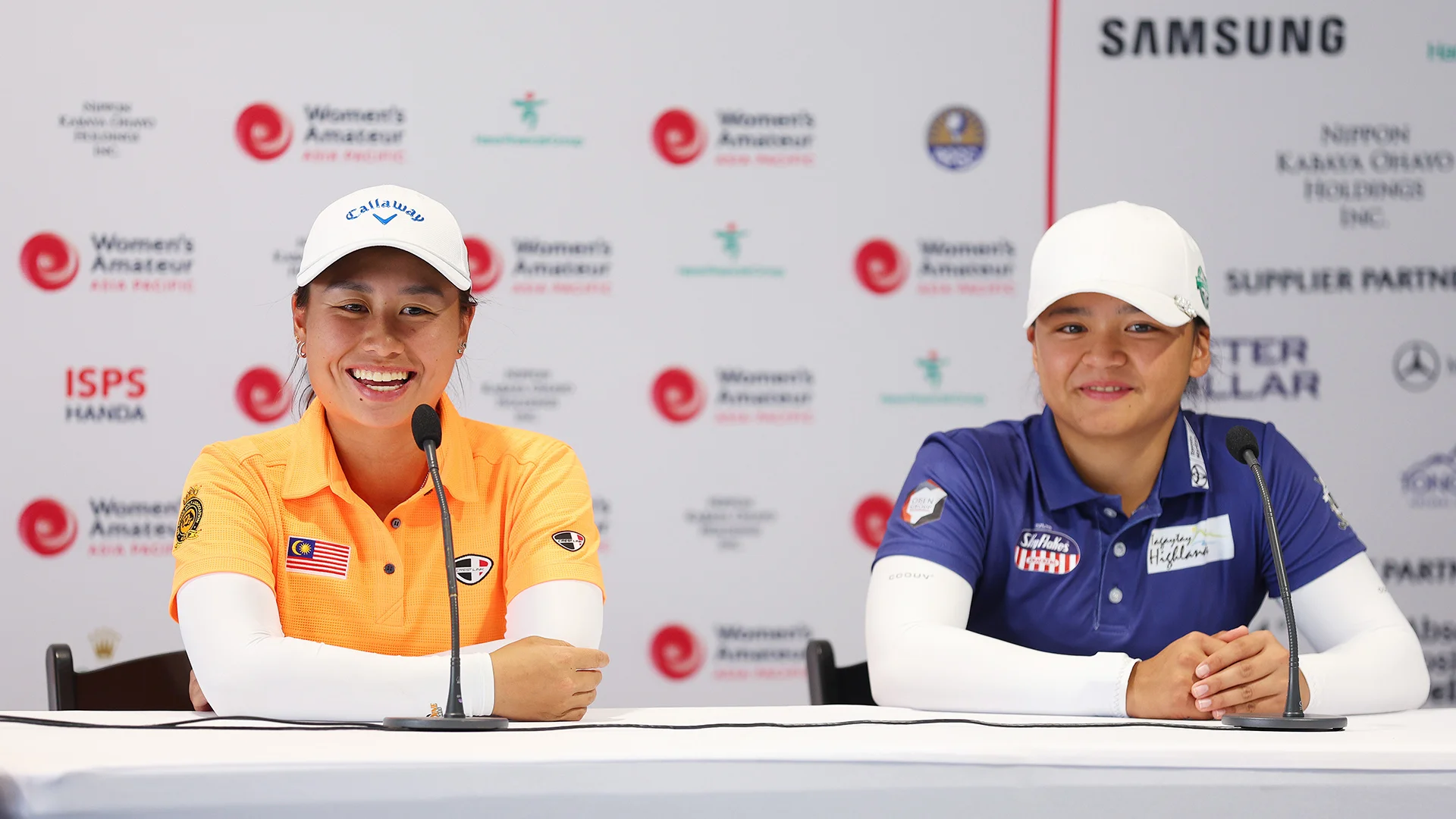 Jeneath Wong and Rianne Malixi at a pre-championship media conference ahead of the Women's Amateur Asia-Pacific