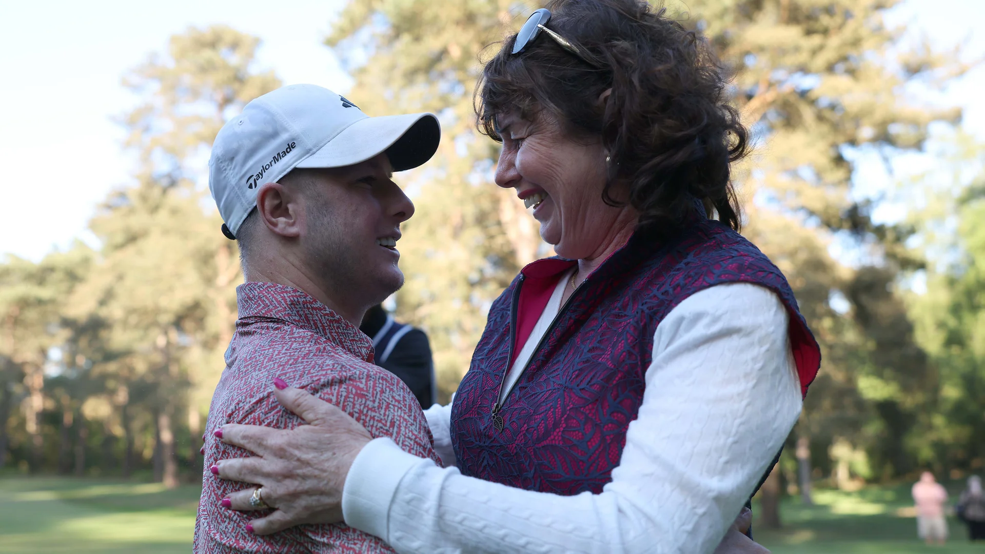 Brendan Lawlor is congratulated by his mum after winning The G4D Open at Woburn. 17 May 2025.