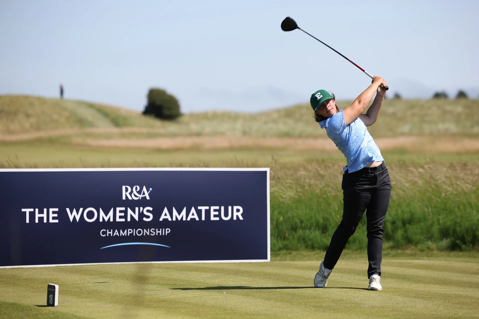 Savannah De Bock of Belgium tees off during Day Four of the 2026 Women's Amateur Championship at Muirfield.