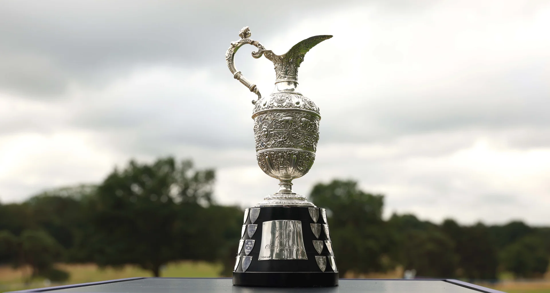 A general view photograph of the Senior Open trophy.